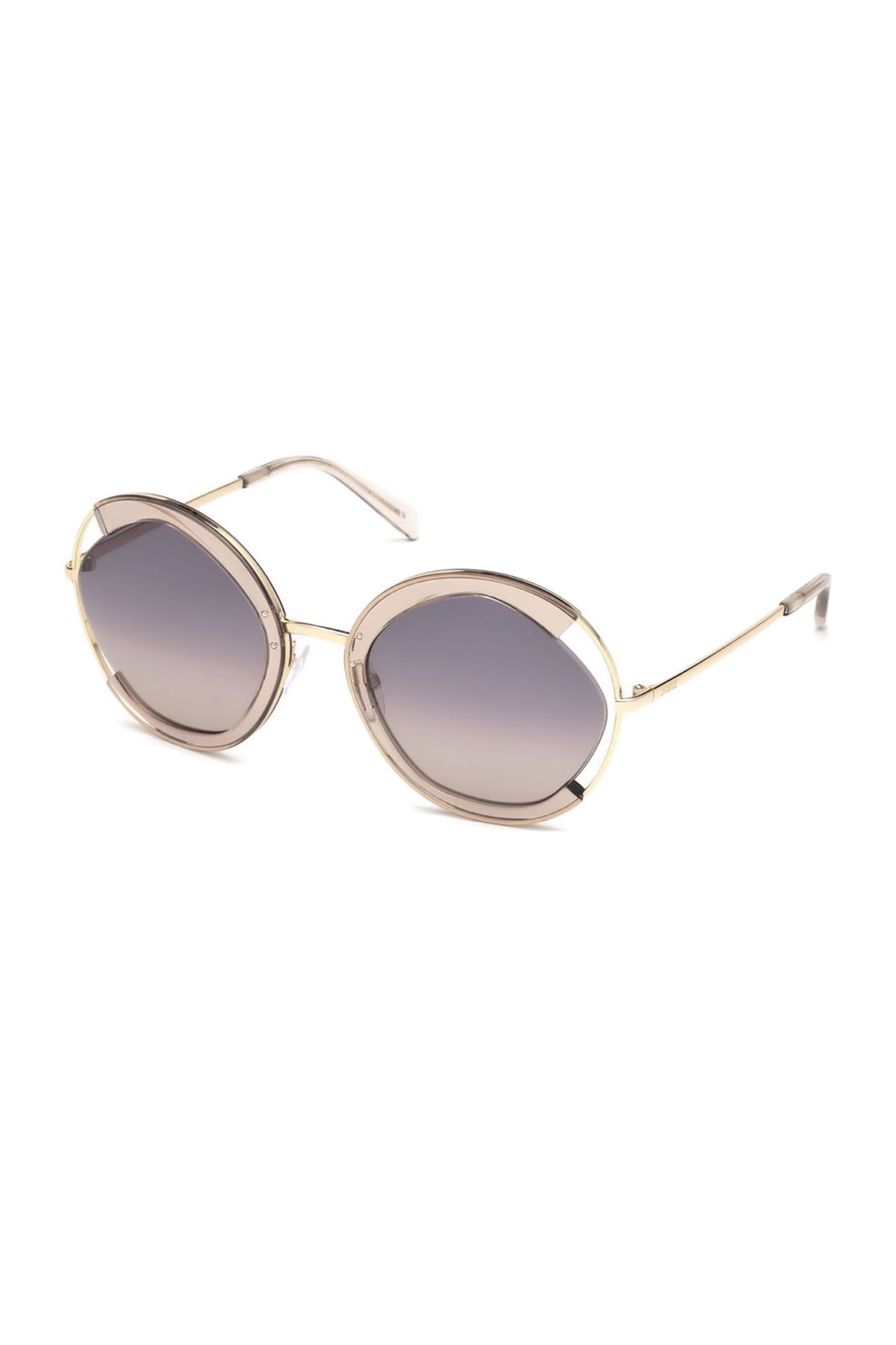 Emilio Pucci-Cream-Smoked Organic Gradient Women's Sunglasses - Steel Closed, Round Frame Ep0073 1