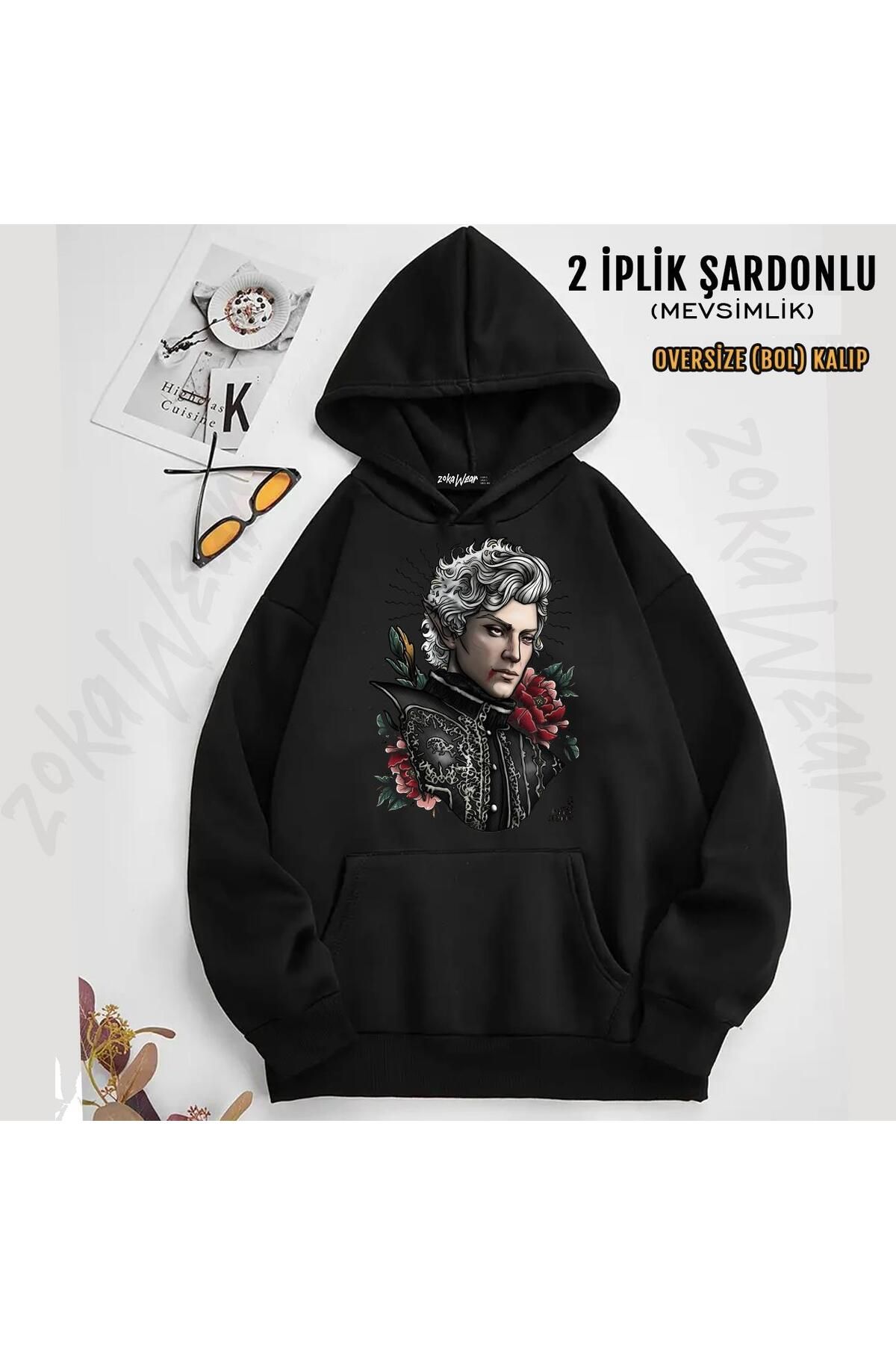 ZOKAWEAR Hanorac Cu Glugă Cu Imprimeu Astarion Vampire Bf (2 Fire) Unisex - L/XL