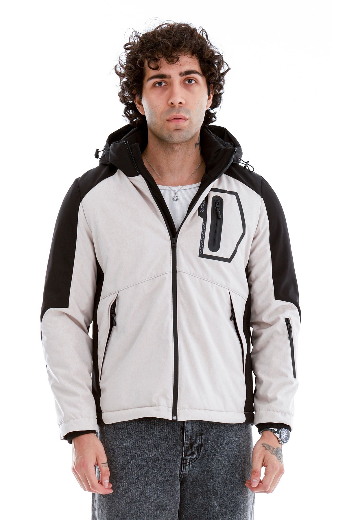 Gavazzi Erkek Kapüşonlu Su Ve Rüzgar Geçirmez Kapitone Içi Kürklü Elyaf Dolum Garnili Taş Softshell Mont