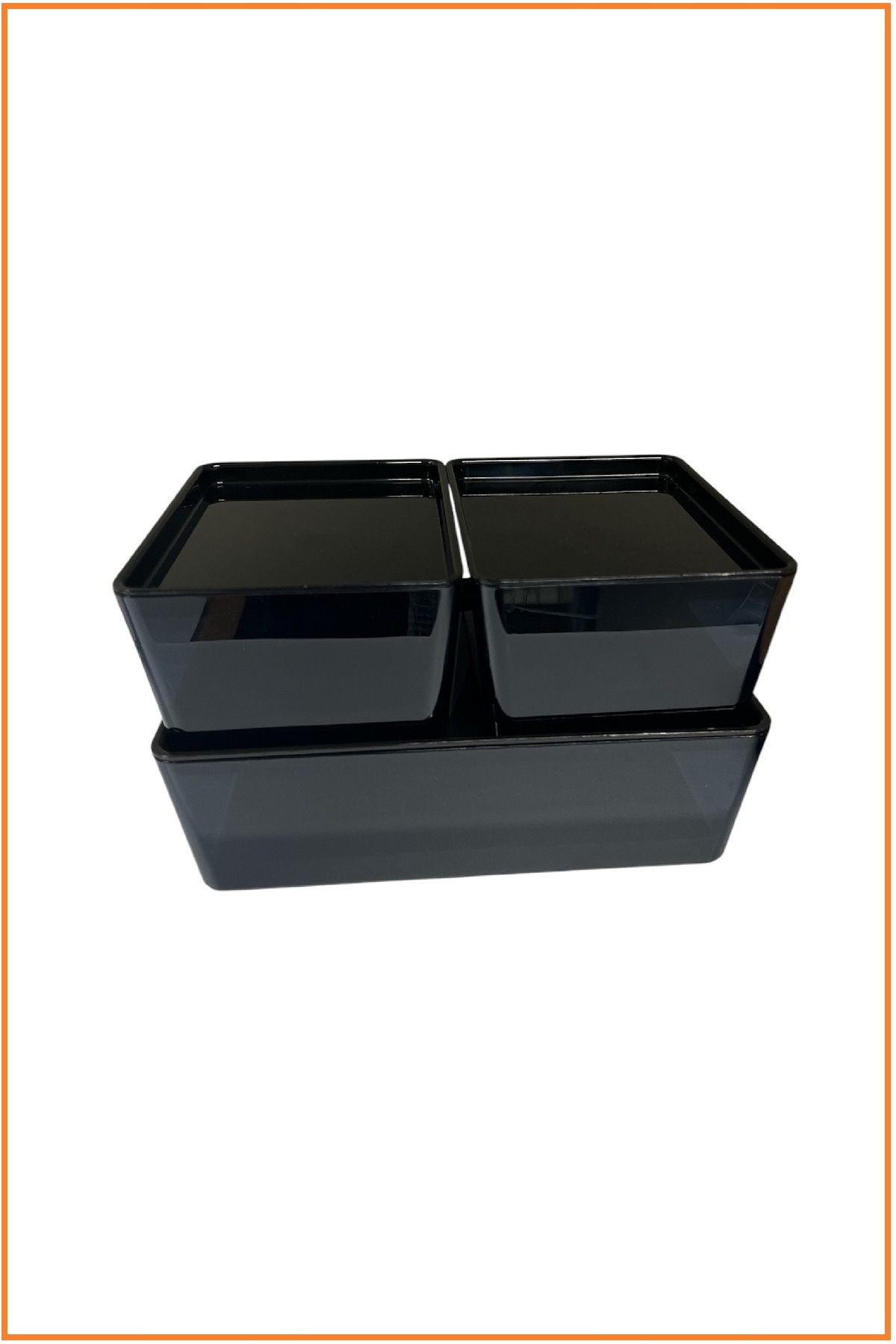 IKEA-Kuggis Box with Lid Transparent Black Set, (Set of 3) 3