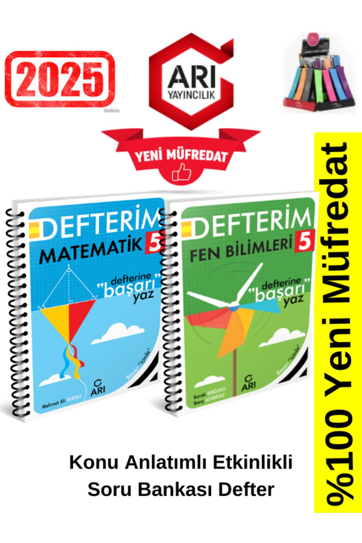 Arı Yayıncılık 2024-2025 Müfredat 5.Sınıf Matematik-Fen Konu Anlatımlı Etkinlik Defter+Kalemlik