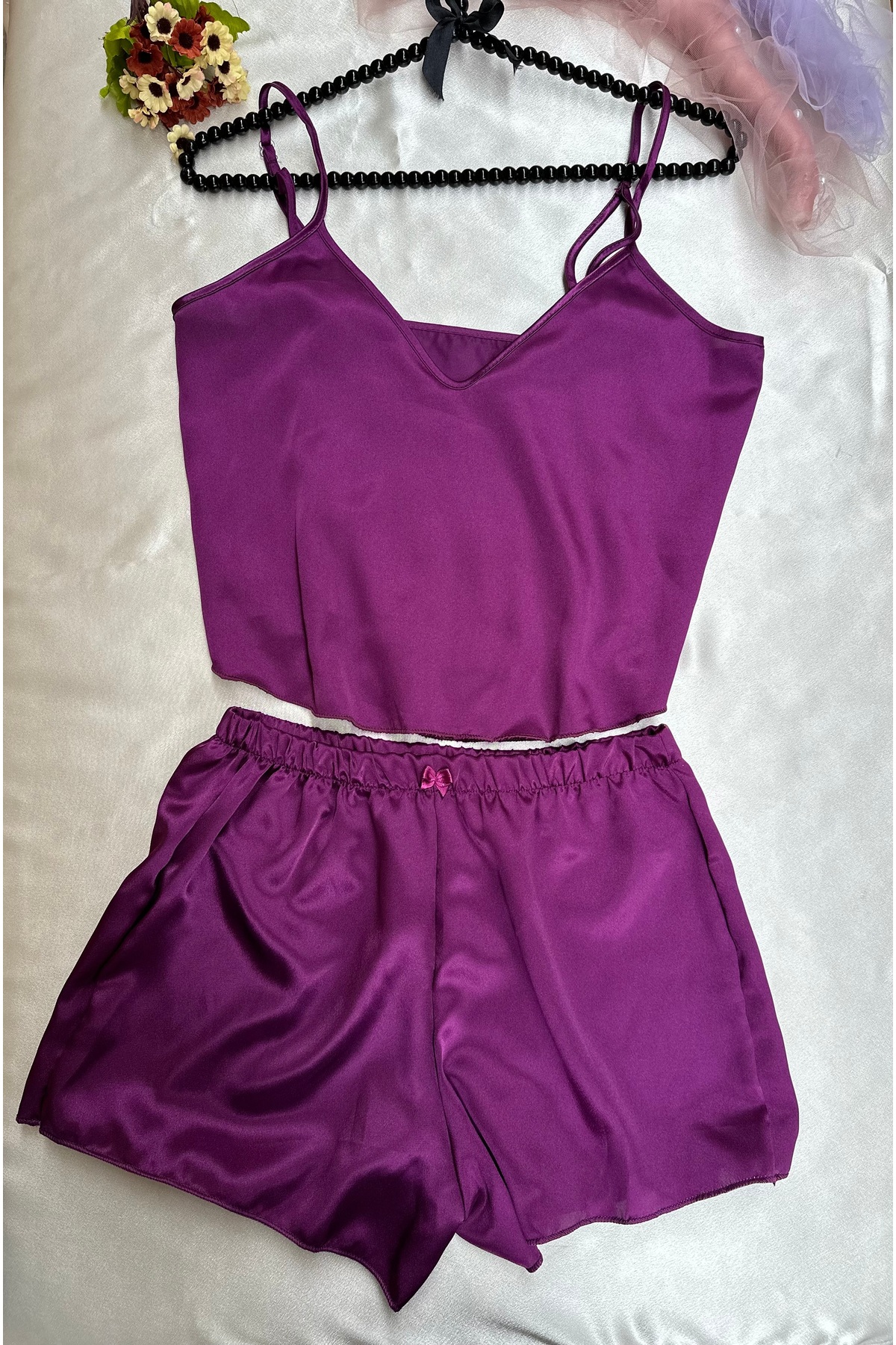 lenastella Mor Saten Takım Gecelik