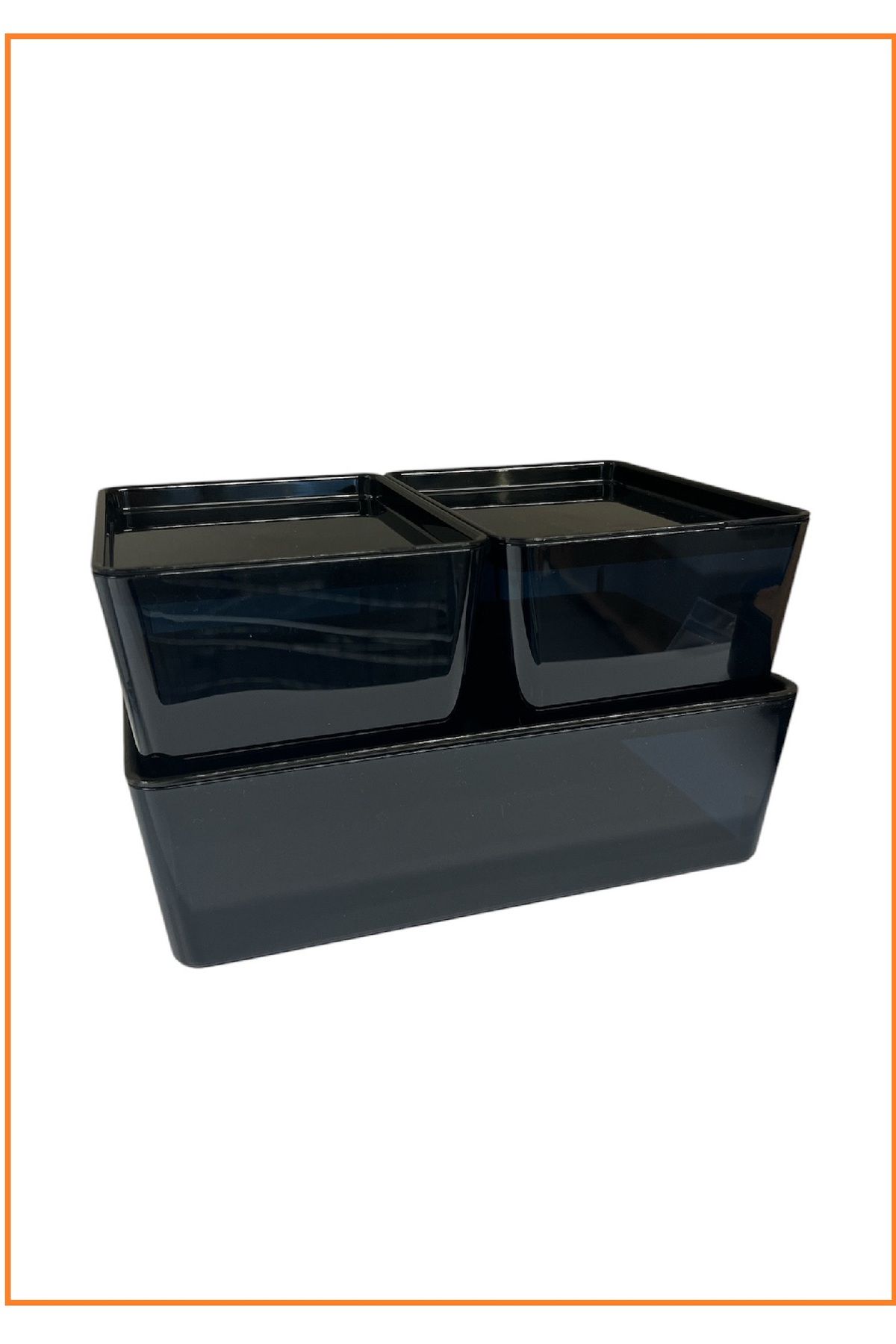 IKEA-Kuggis Box with Lid Transparent Black Set, (Set of 3) 4