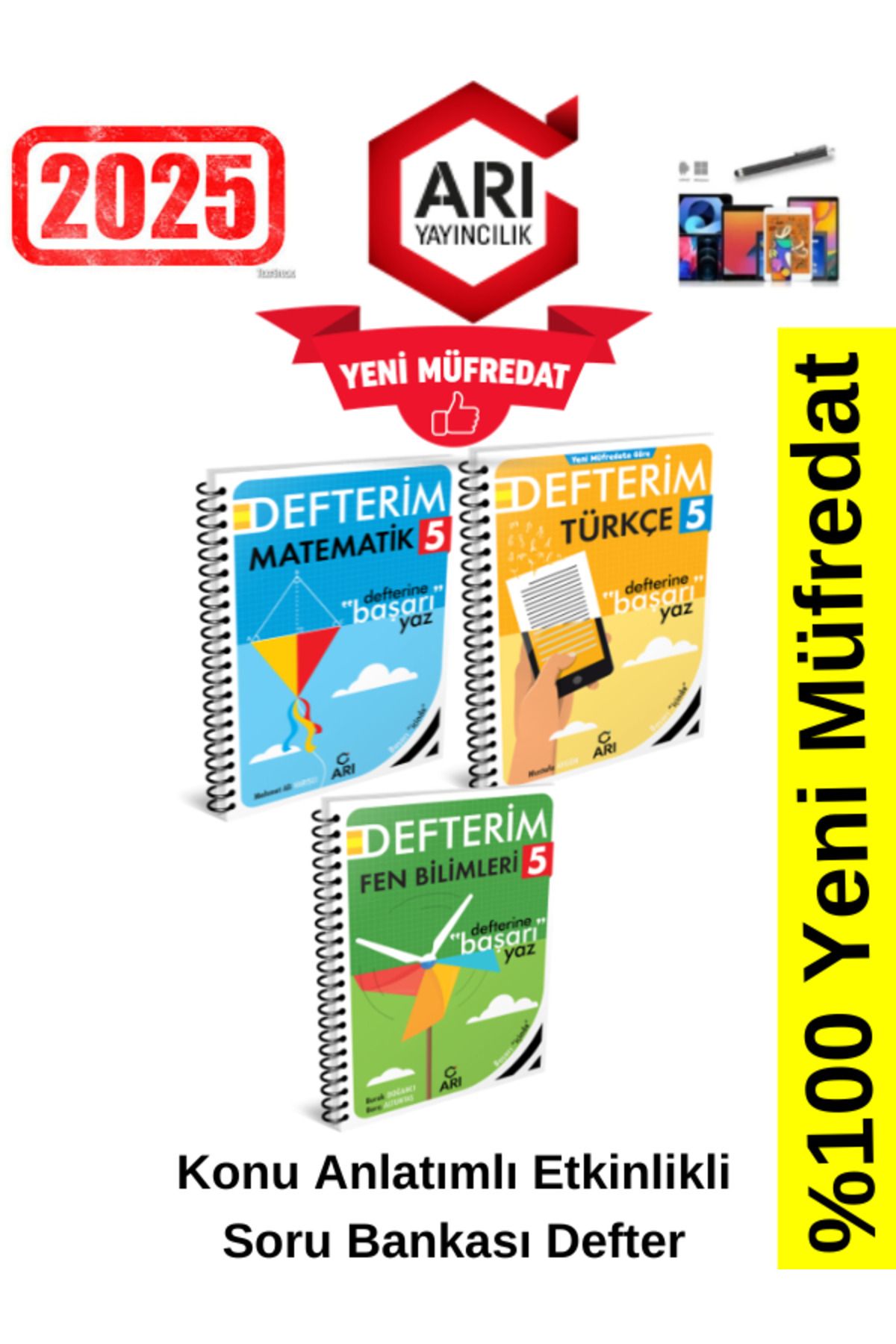 Arı Yayıncılık 2024-2025 Müfredat 5.Sınıf Matematik-Fen-Türkçe Konu Anlatımlı Etkinlik Defter+Kalem