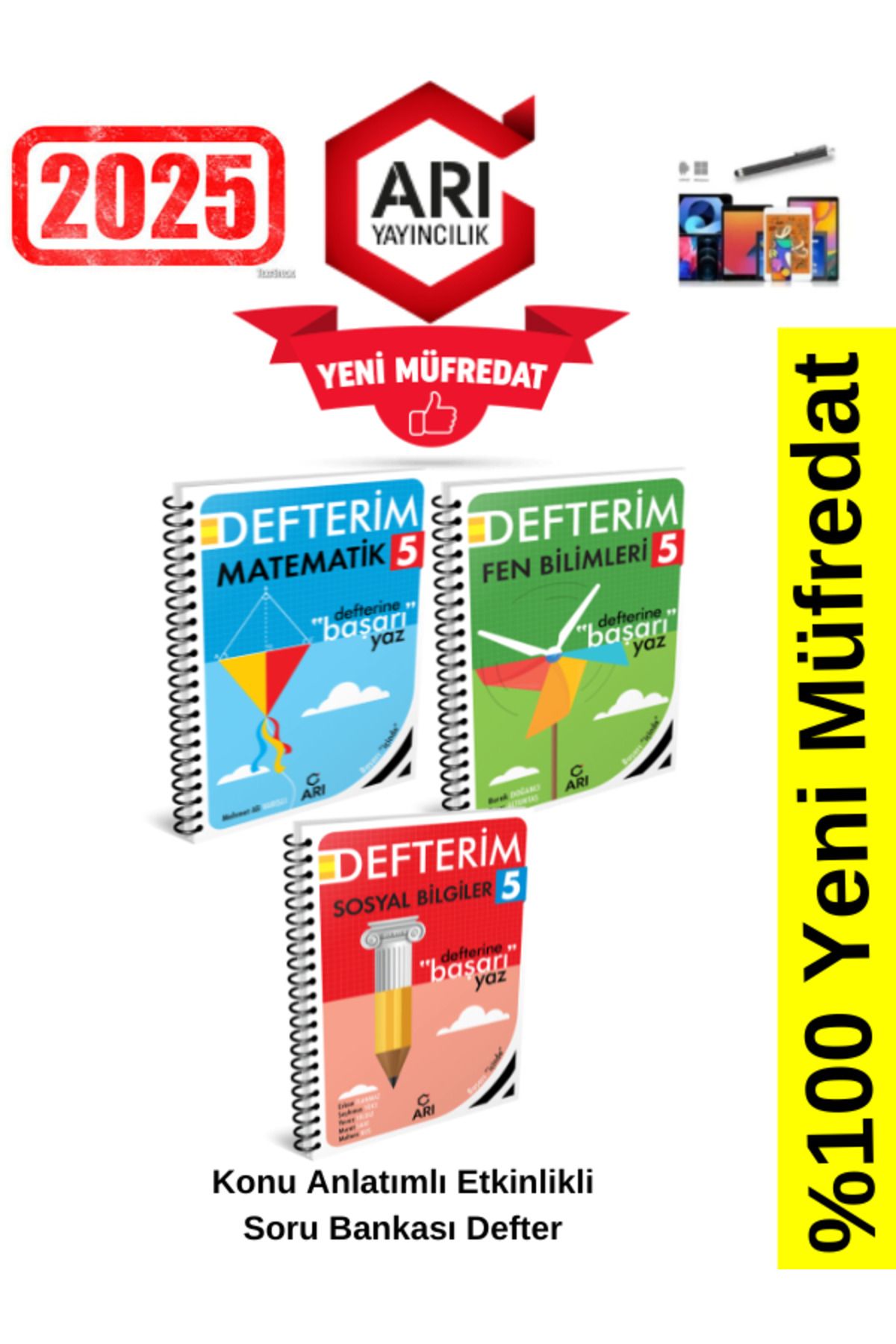 Arı Yayıncılık 2024-2025 Müfredat 5.Sınıf Matematik-Fen-Sosyal Konu Anlatımlı Etkinlik Defter+Kalem