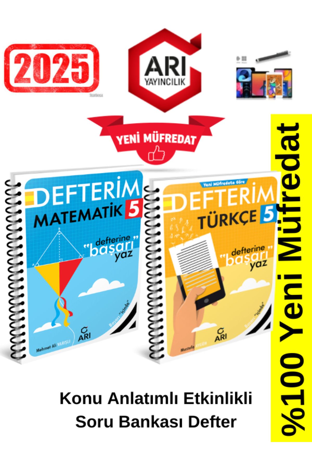 Arı Yayıncılık 2024-2025 Müfredat 5.Sınıf Matematik-Türkçe Konu Anlatımlı Etkinlik Defter+Kalem