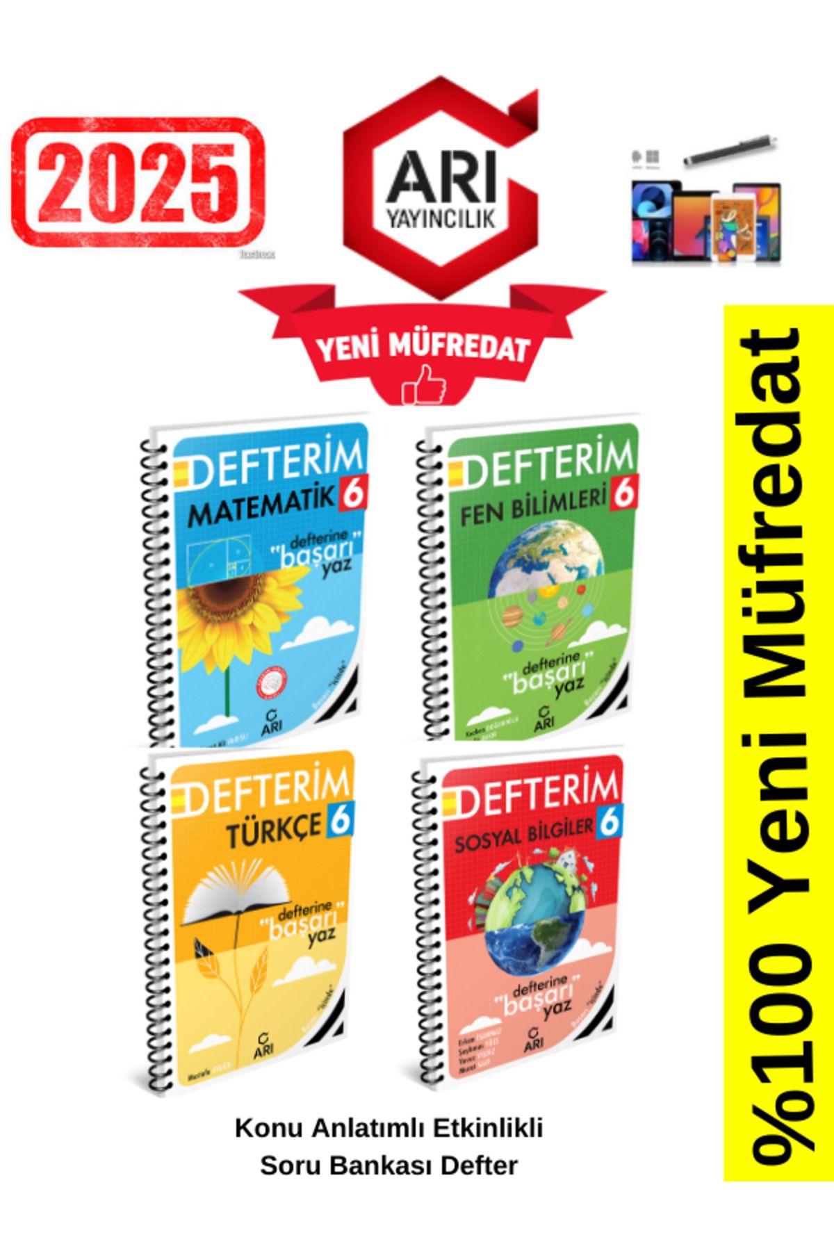 Arı Yayıncılık 2024-2025 Müfredat 6.Sınıf Tüm Dersler (4 Kitap)Konu Anlatımlı Etkinlik Defter+Kalem