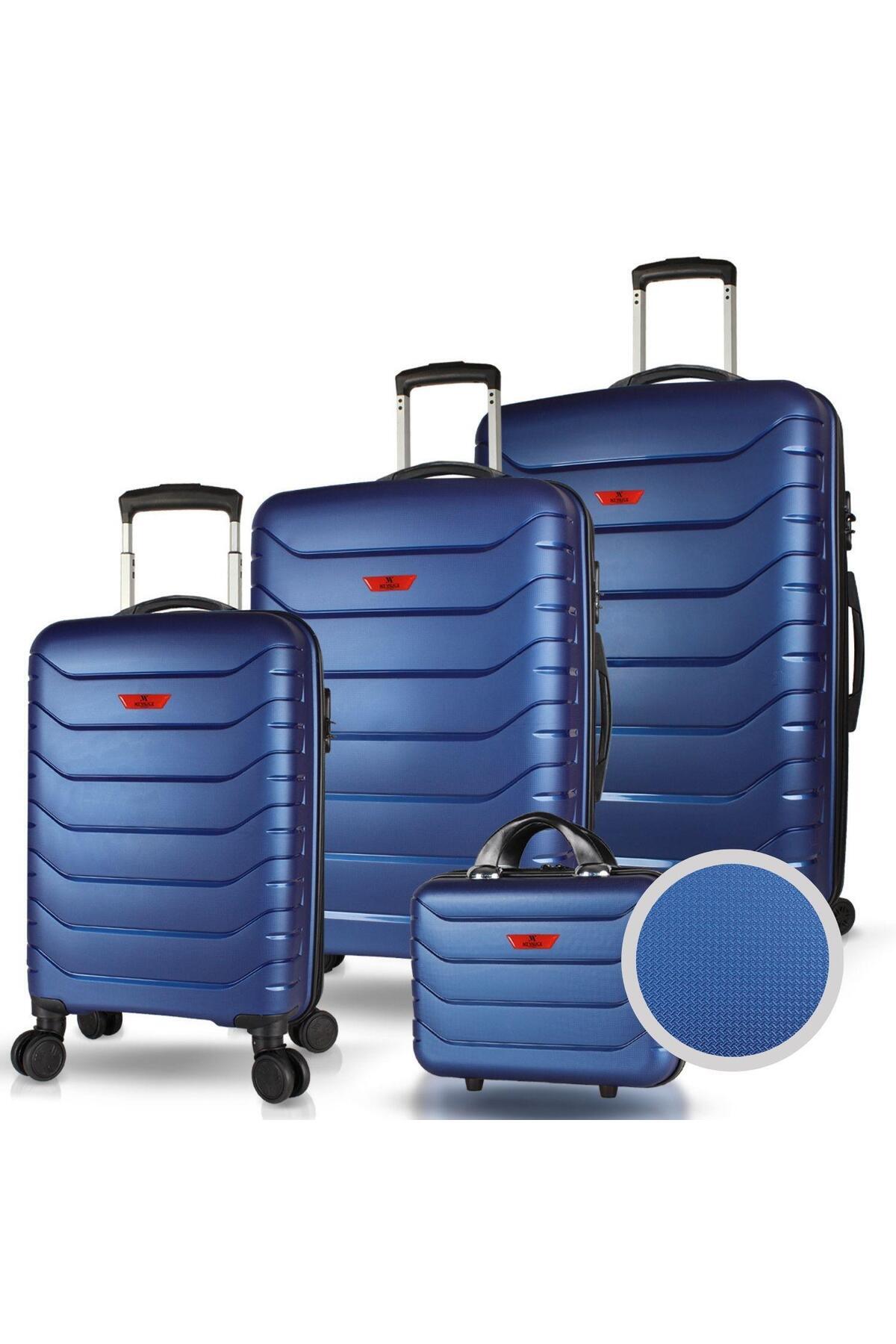 Solid PP Polypropylene Unbreakable Cabin Medium Large and Makeup Parlement Blue 4-Pack Luggage Set