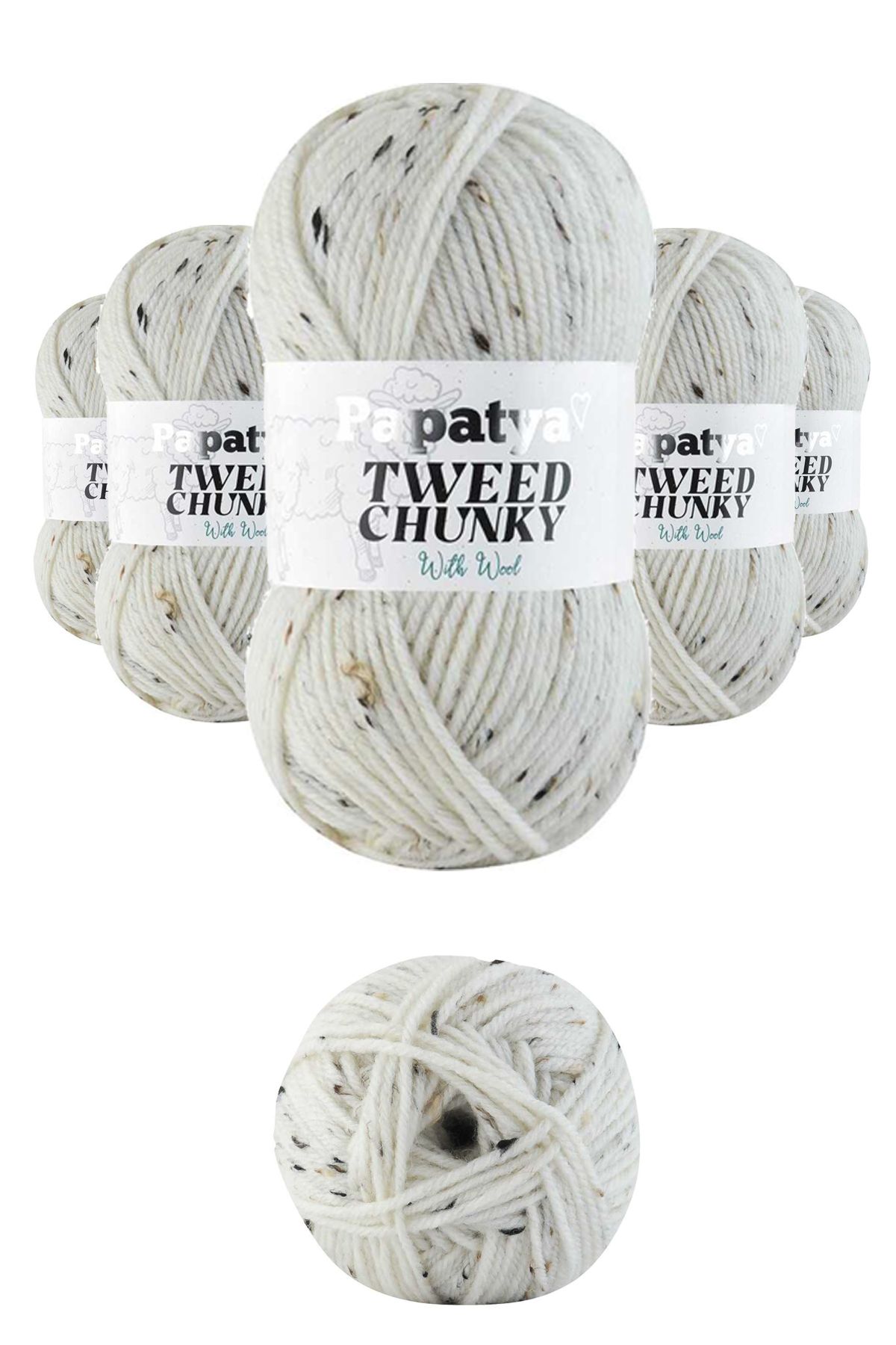 Nurum E Tİcaret 5 Adet Tweed Chunky Kırçıllı Hırka Battaniye Şapka Bere Örgü İpi Yünü - 1200