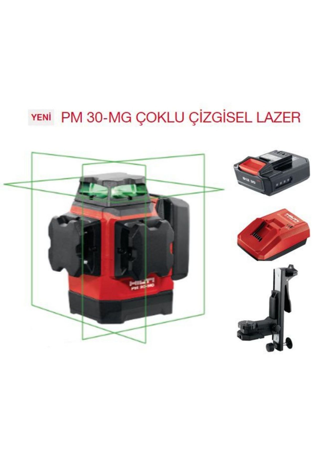 Hilti Pm 30-mg Çoklu Çizgisel Lazer (ASKI APARATI B12-30 PİL ŞARJ ALETİ VE ÇANTA)