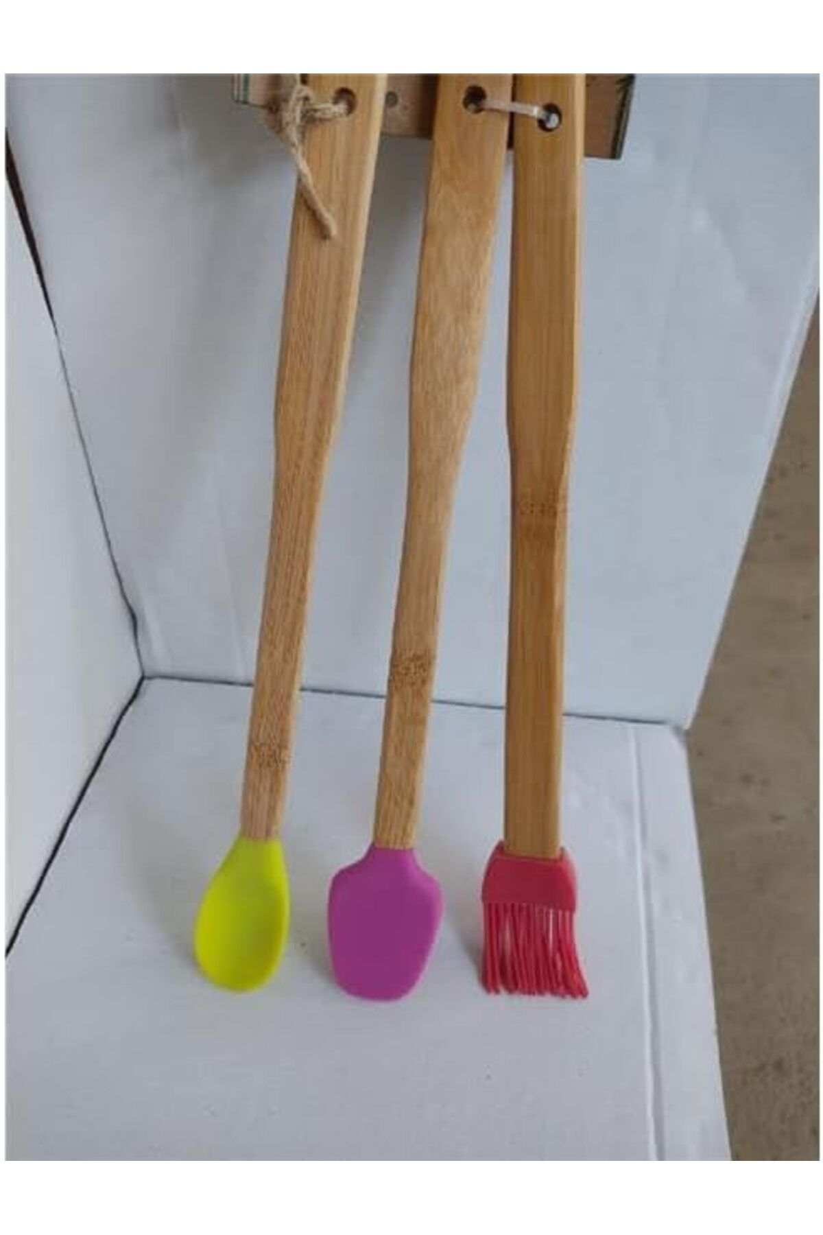 STOREMAX buymxx 3'lü Spatula Seti,Ahşap Saplı Silikon Spatula Seti desiny 1082424