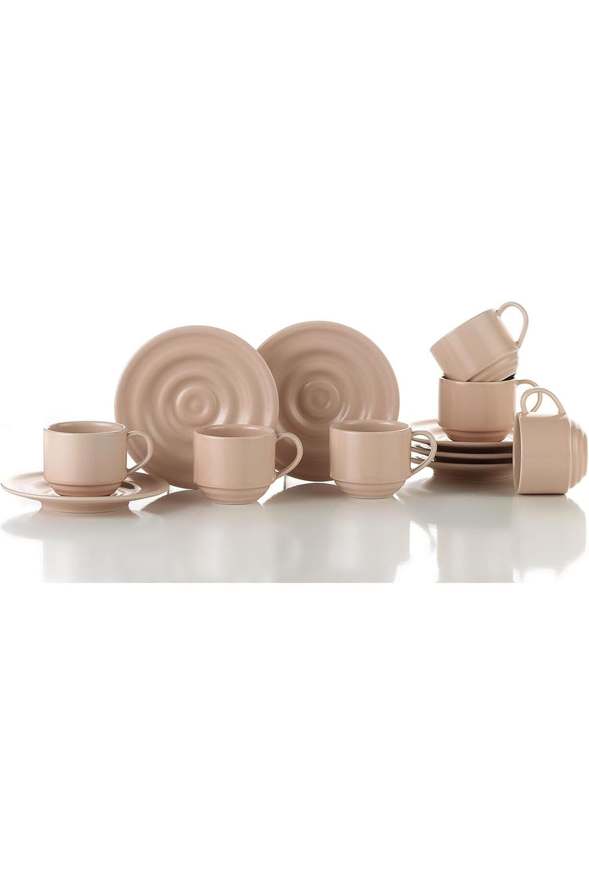 STOREMAX cmllashop Porselen New Tuvana 12 Parça 6 Kişilik Kahve Takımı, Pembe 542093