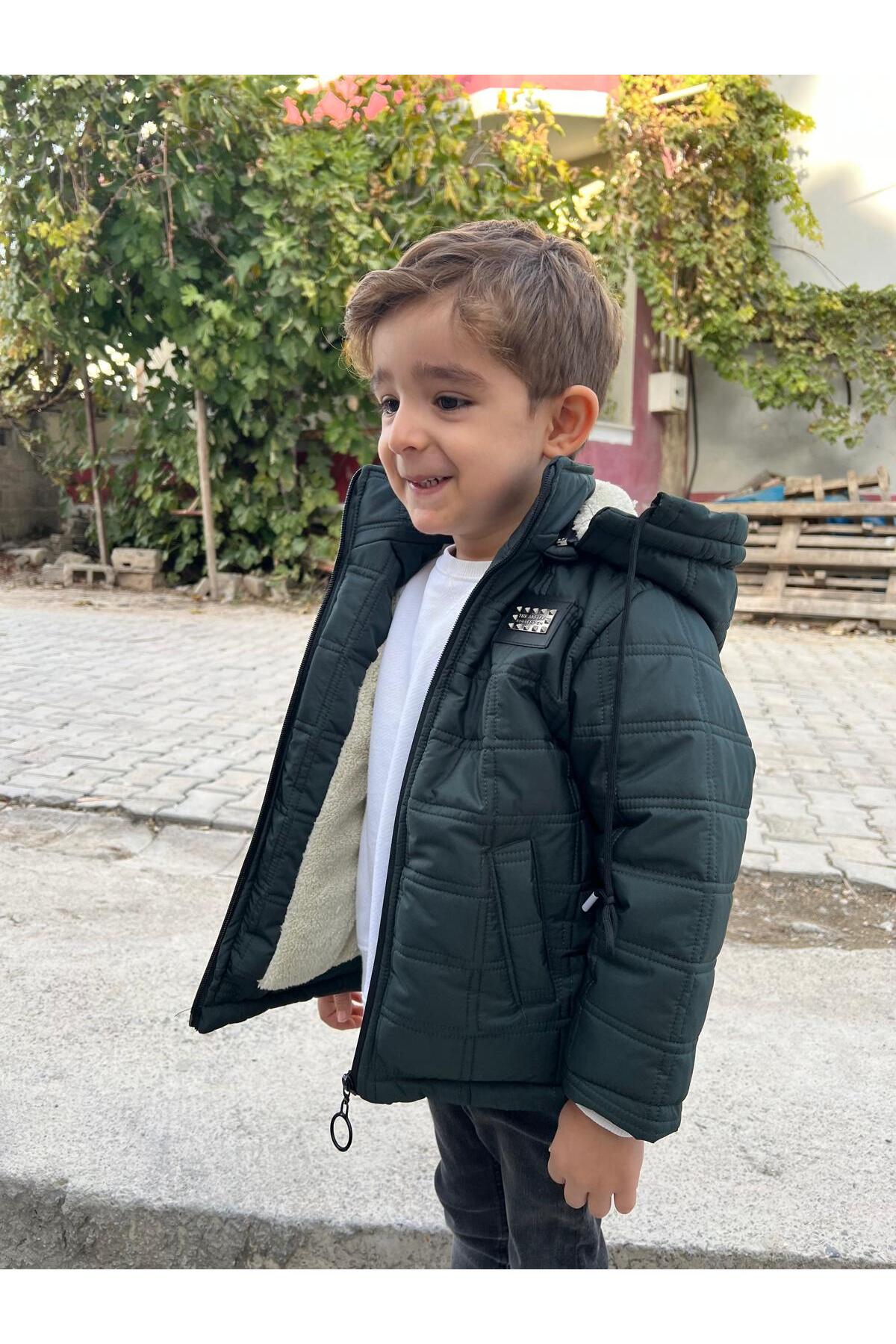 FREE ARSLAN COLLECTİON Erkek Kapitne Çocuk Bebe Siyah İçi Peluş Astarlı Çıkarılabilen Kapüşonlu Çocuk Bebe Mont fotoğrafı 7 (önizleme)