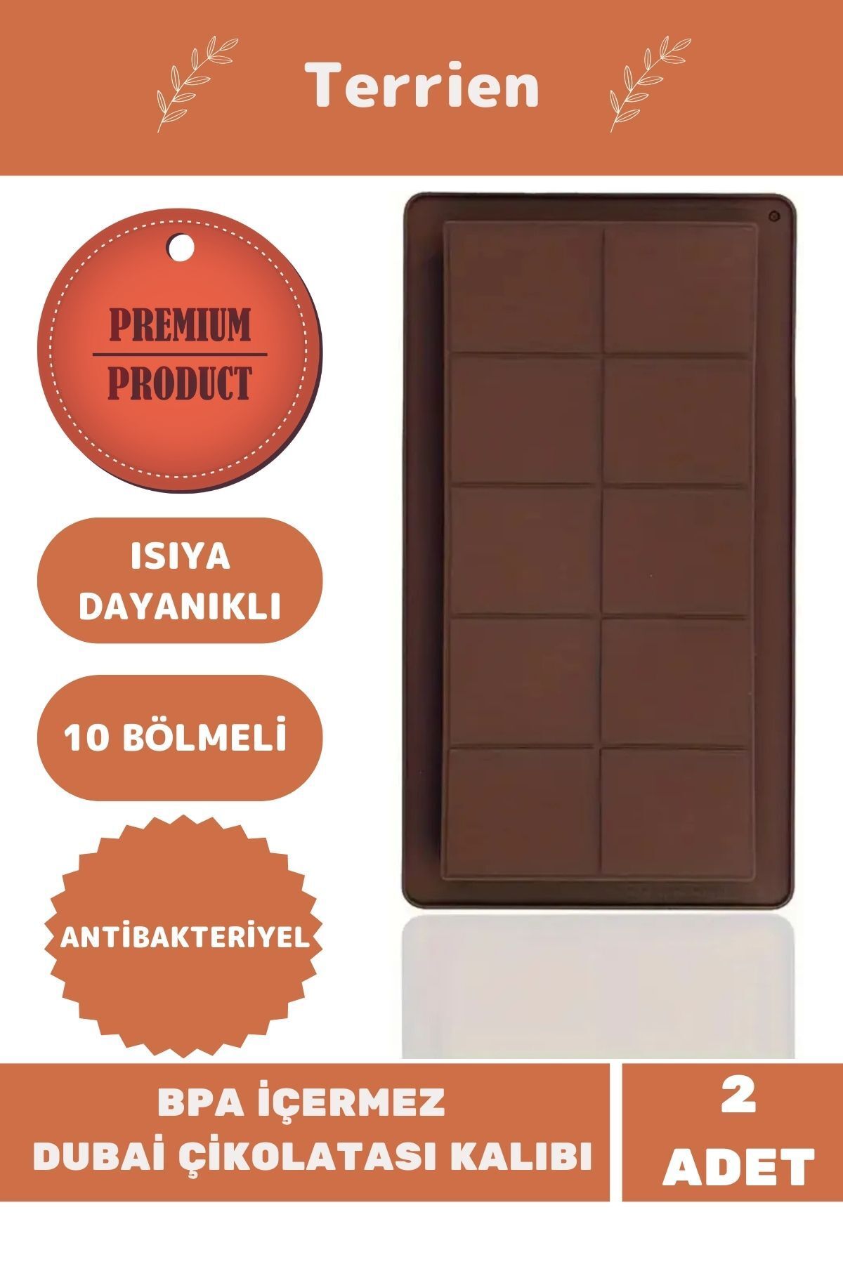 Home Serisi Bpa İçermez Esnek Yüksek Isıya Dayanıklı Silikon 2 Adet Dubai Çikolata Kalıbı