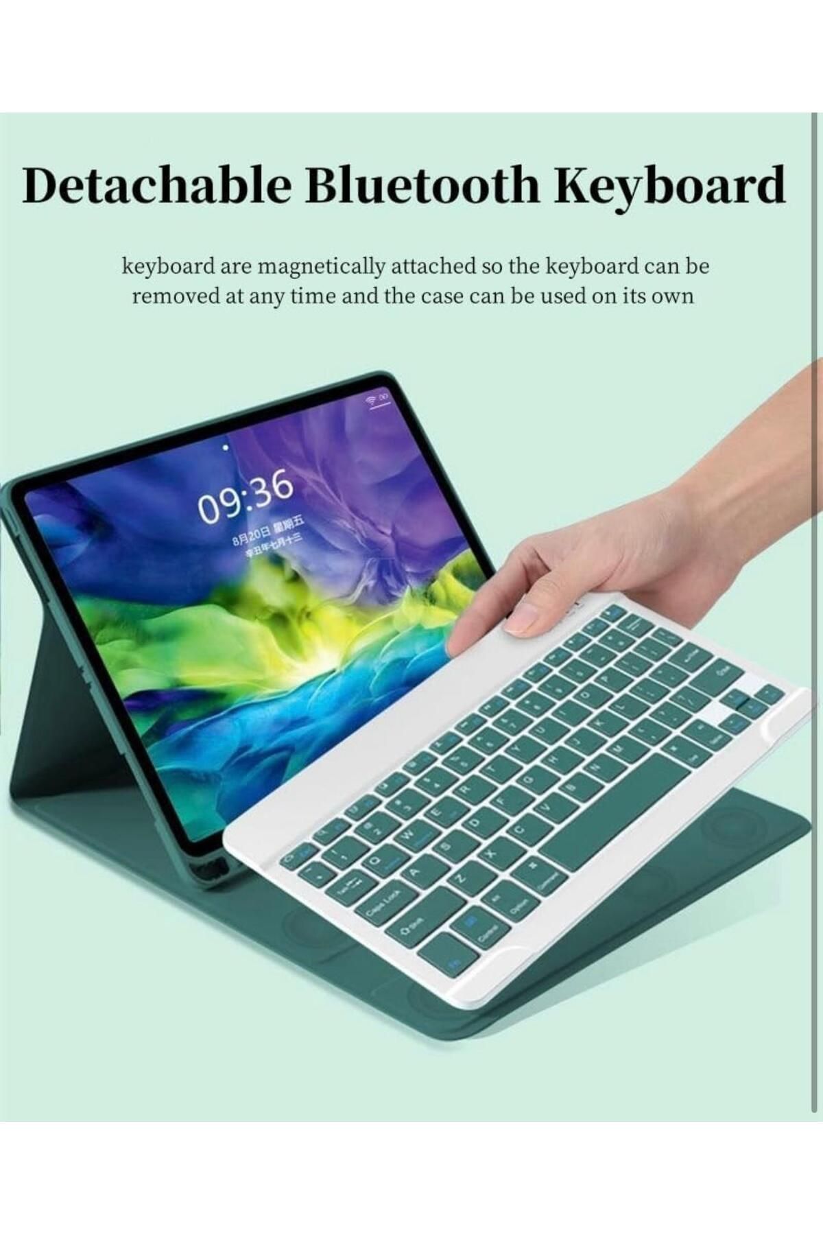 Samsung Galaxy Tab S10 Plus Tablet Kılıf Bluetooth Keyboard Klavye Akıllı Standlı Wireless Touchpad - 2