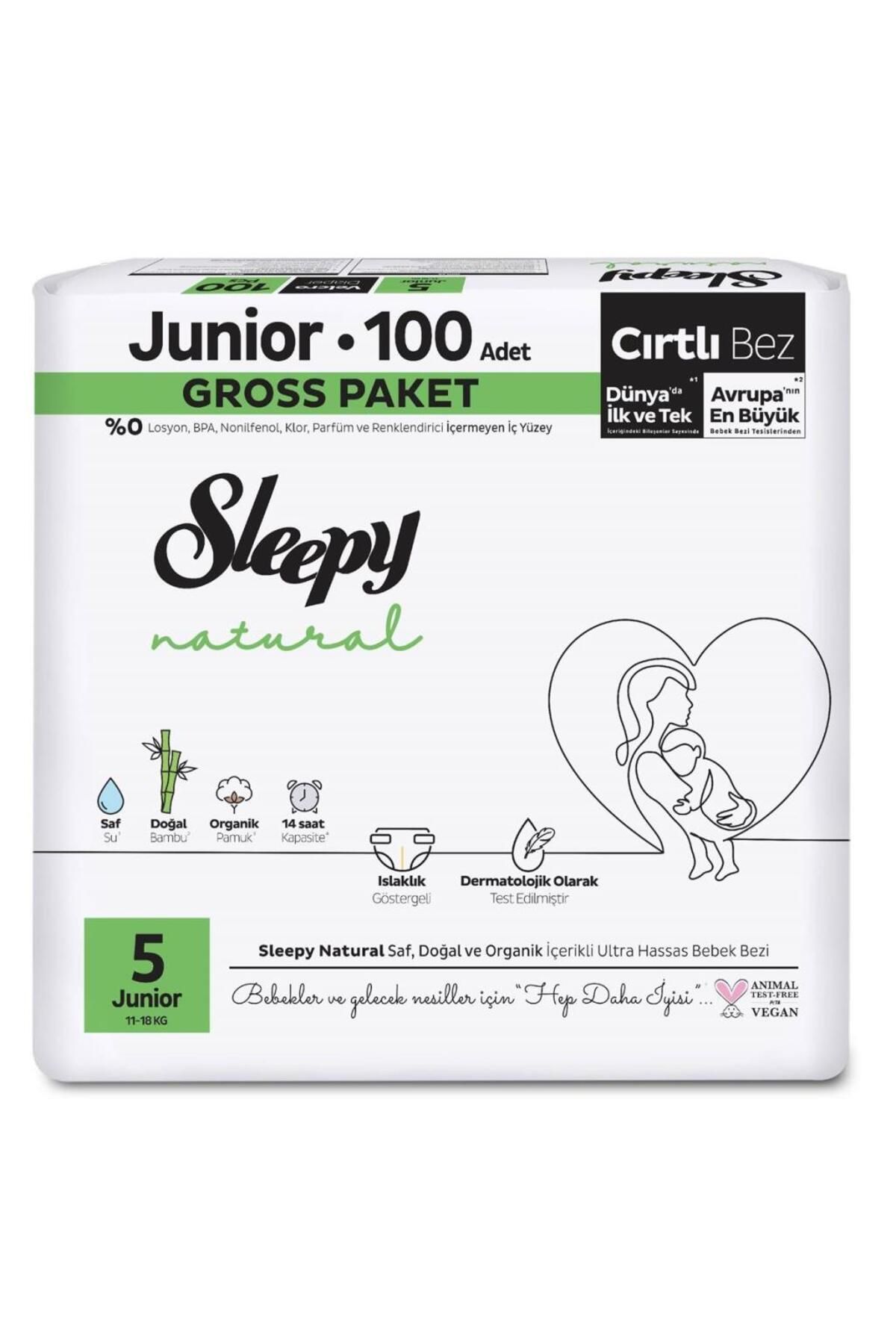 Liodora Nessiworld Sleepy Natural Bebek Bezi Gross Paket 5 Beden 11-18 Kg 100 Adet