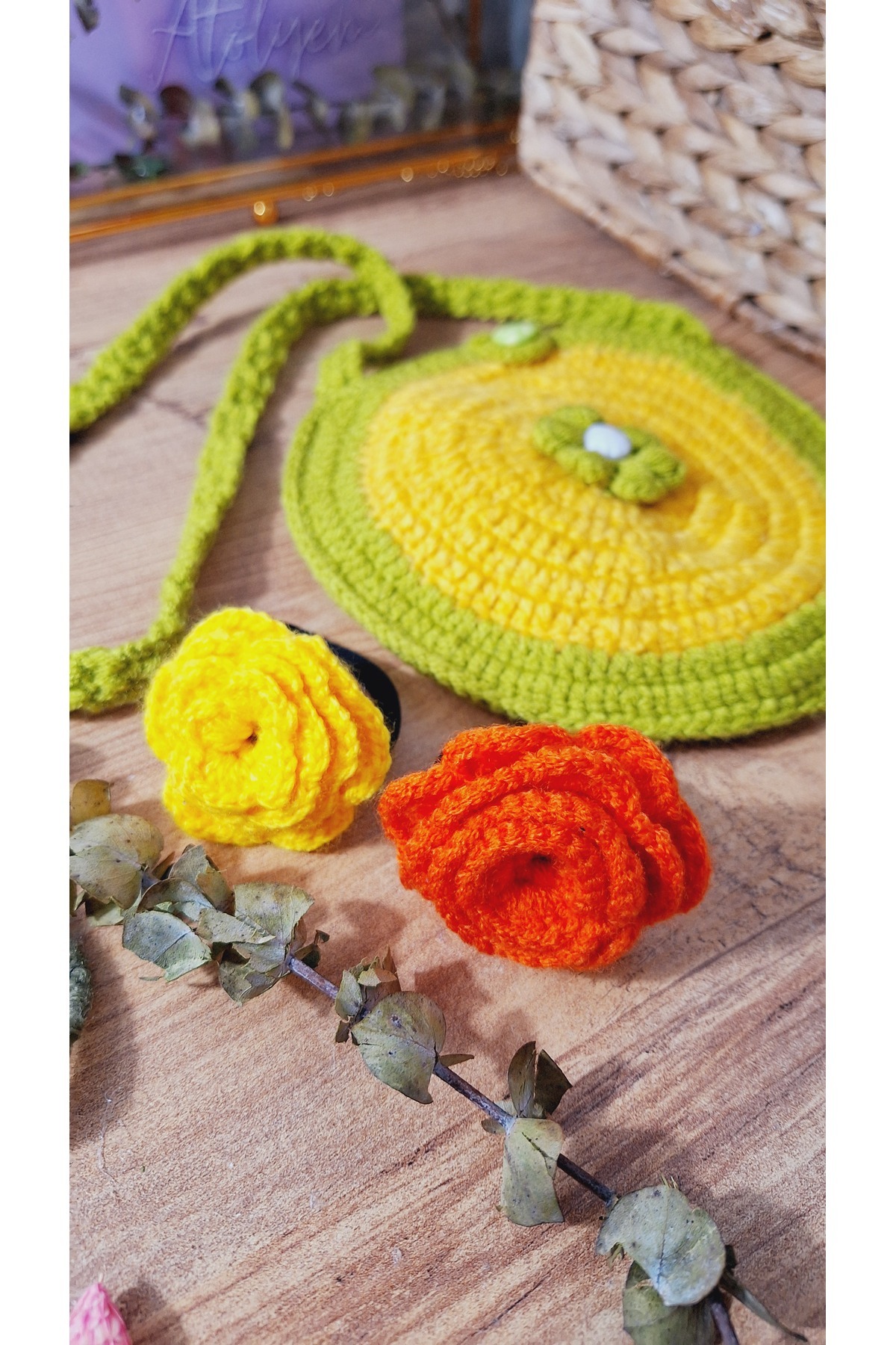 SevgiliAtolyemm El Örgüsü Kız Öocuk Çanta Ve Toka Seti Doğum Günü Hediyesi fotoğrafı 2 (önizleme)