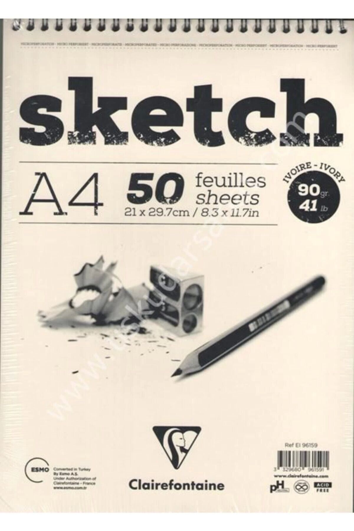 Clairefontaine-Esquisse Ivory Sketch - A4 90gr 50 Sheets Short Edge Spiral Sketchbook 1