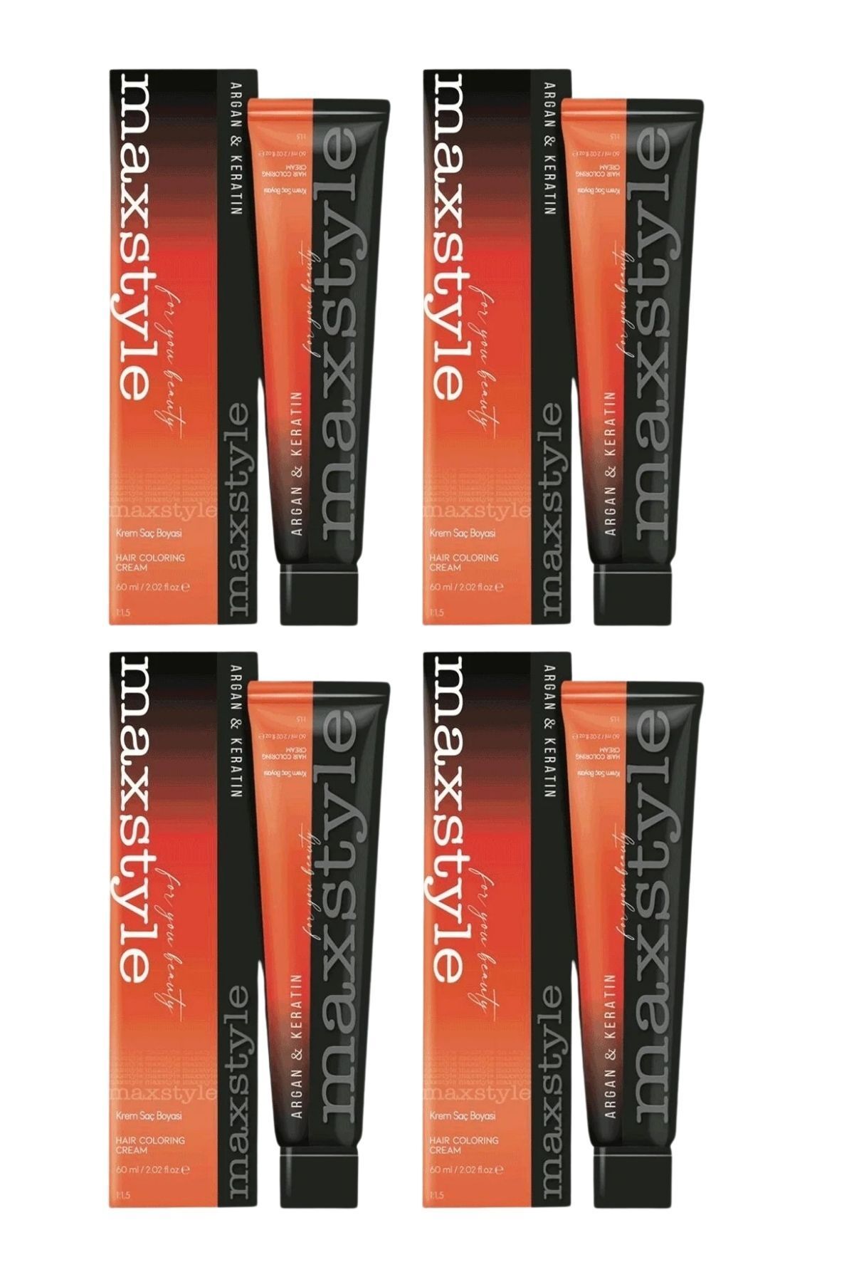 MAXSTYLE A2308 Argan Keratin 2025/05.66 Şarap Kızılı 60 Ml 4 Adet Saç Boyası Oksidansız