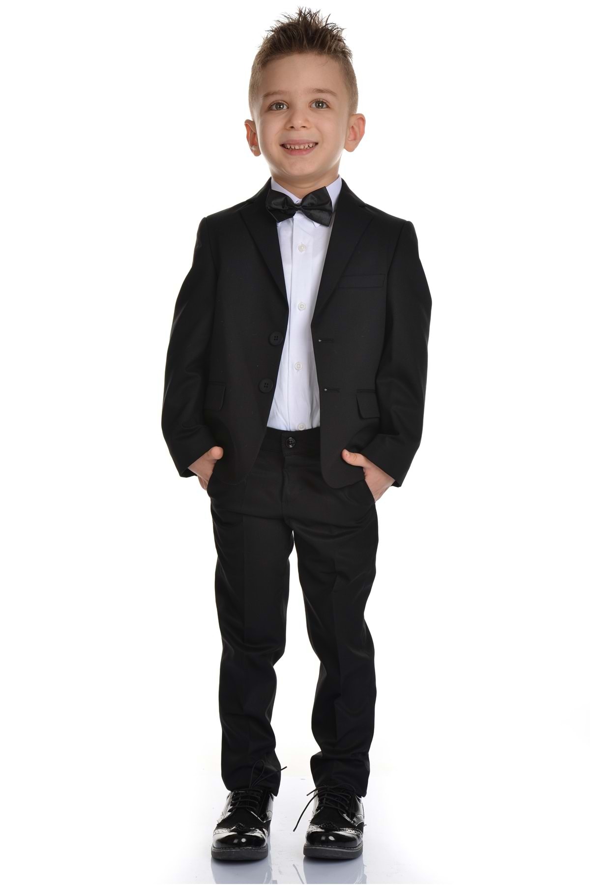 Mnk Bow Tie Jacket Boy's Groom Suit Mnk0282 Black