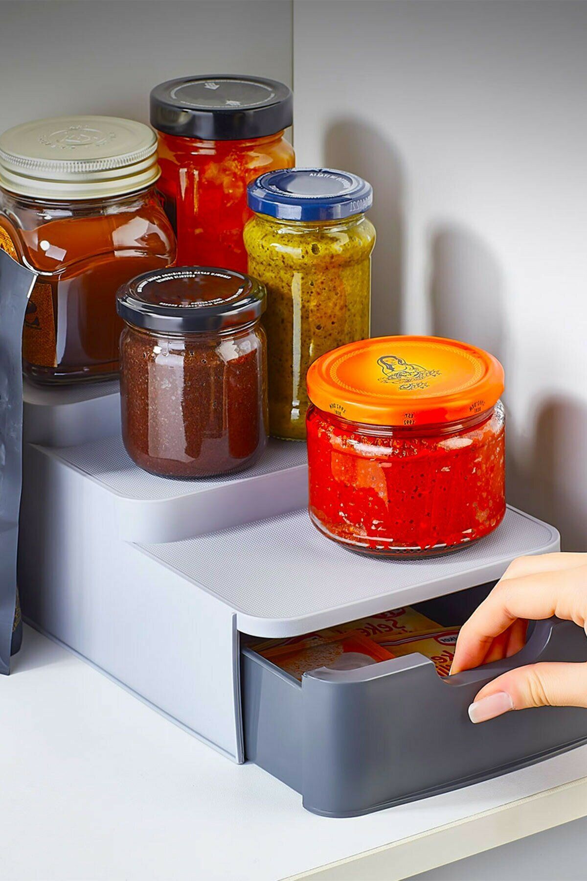 Albayrak Compact Çekmeceli Organizer Mutfak Kavanoz Standı - Bitki Çayı Düzenleyici