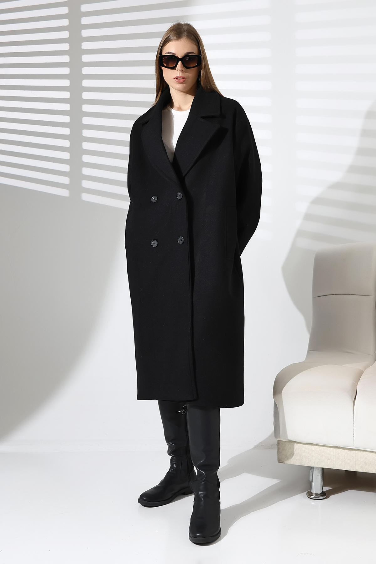 COCOCİX  uzun kaban 4 düğmelı ithal kumaş - Görsel 6