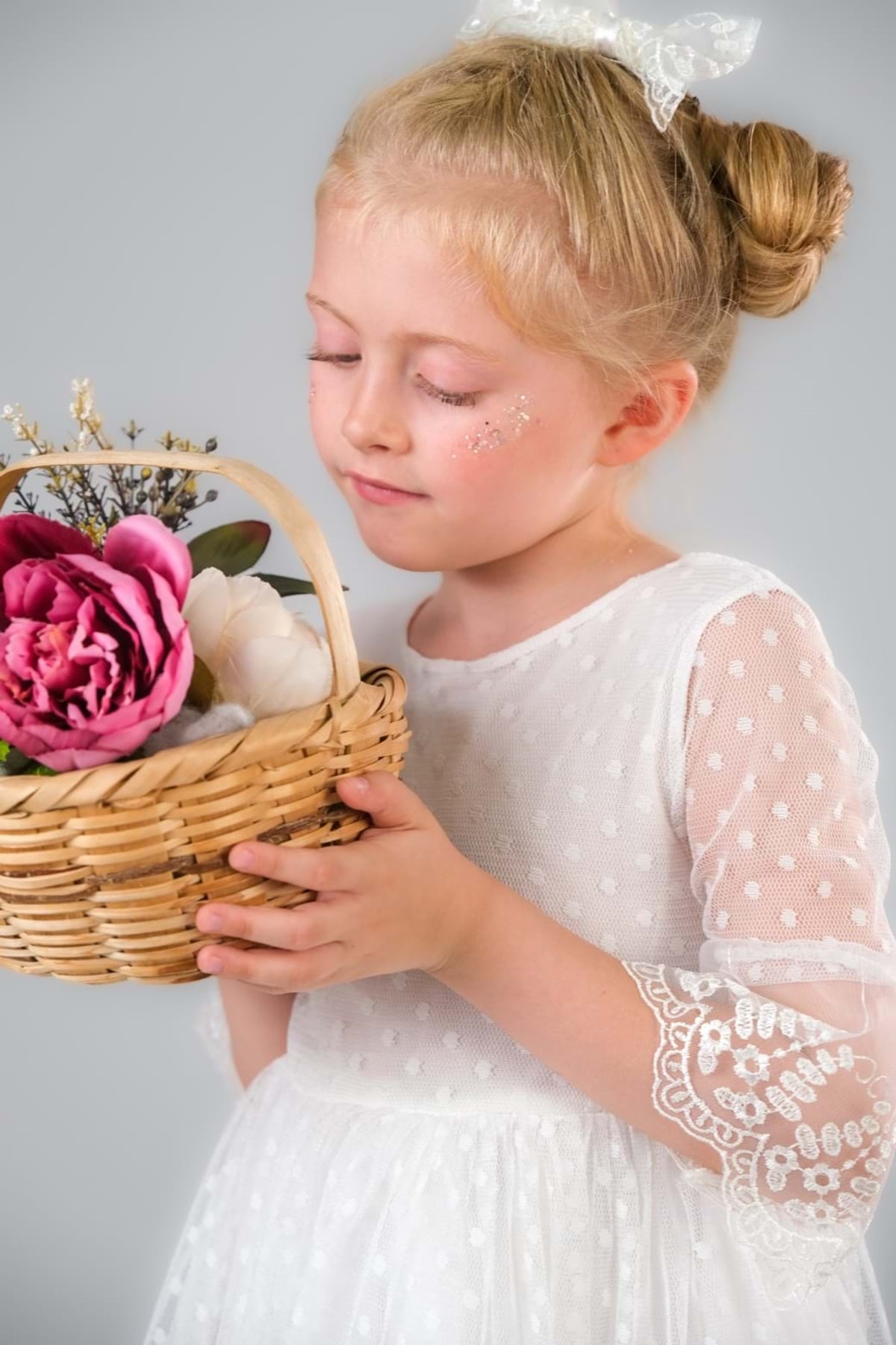 Mnk Dream Luxury Dantel Kız Çocuk Elbise MNK0327 BEYAZ fotoğrafı 6 (önizleme)