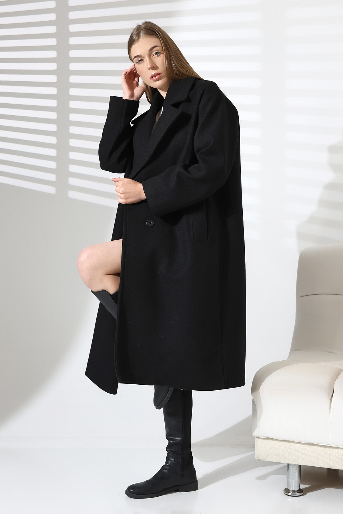 COCOCİX  uzun kaban 4 düğmelı ithal kumaş - Görsel 4