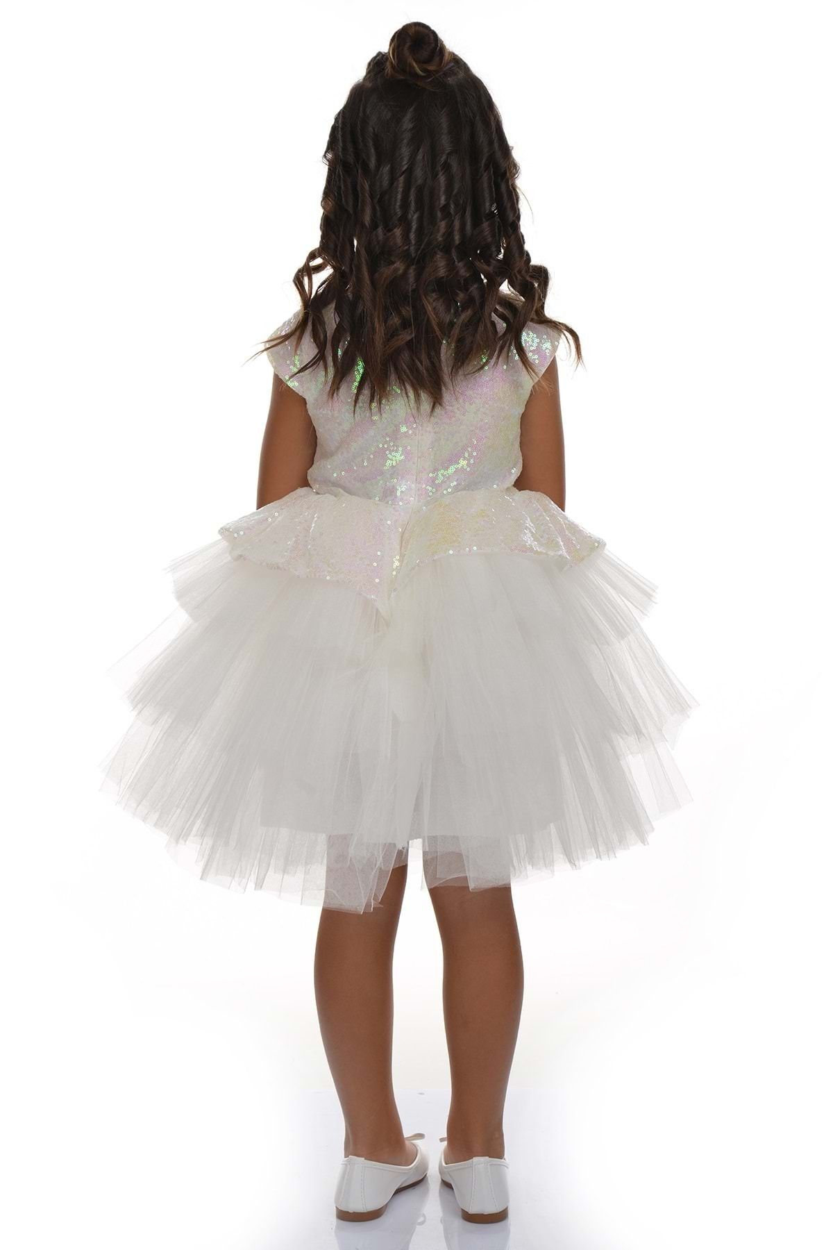 Mnk-White Sequin Tutu Party Dress - 0275 4