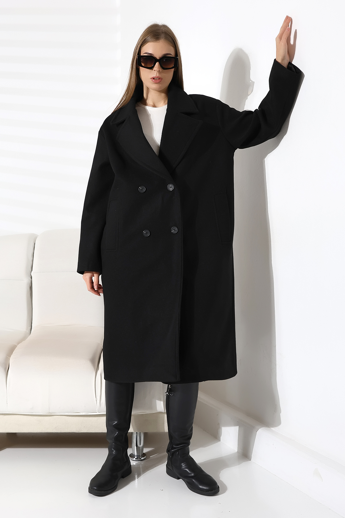 COCOCİX  uzun kaban 4 düğmelı ithal kumaş - Görsel 7