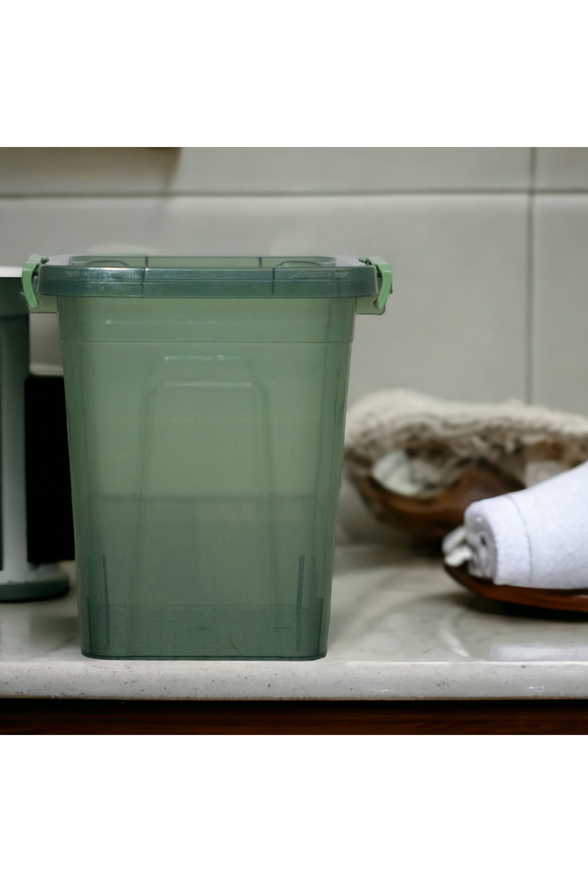 biedda-10 Liter Green Plastic Vertical Deep Storage and Organizing Container with Lock Lid 3