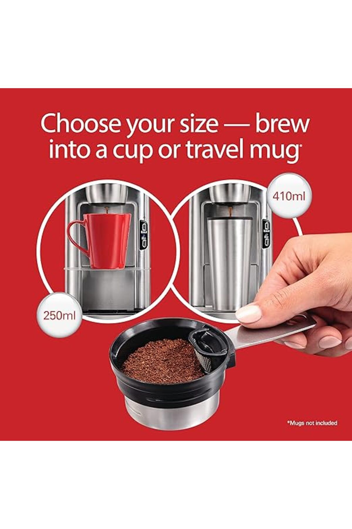 Hamilton Beach-Scoop® Single-Serve Coffee Maker, Brews 250-410 ml Cups Coffee in mins, 2 Metal Filters 5