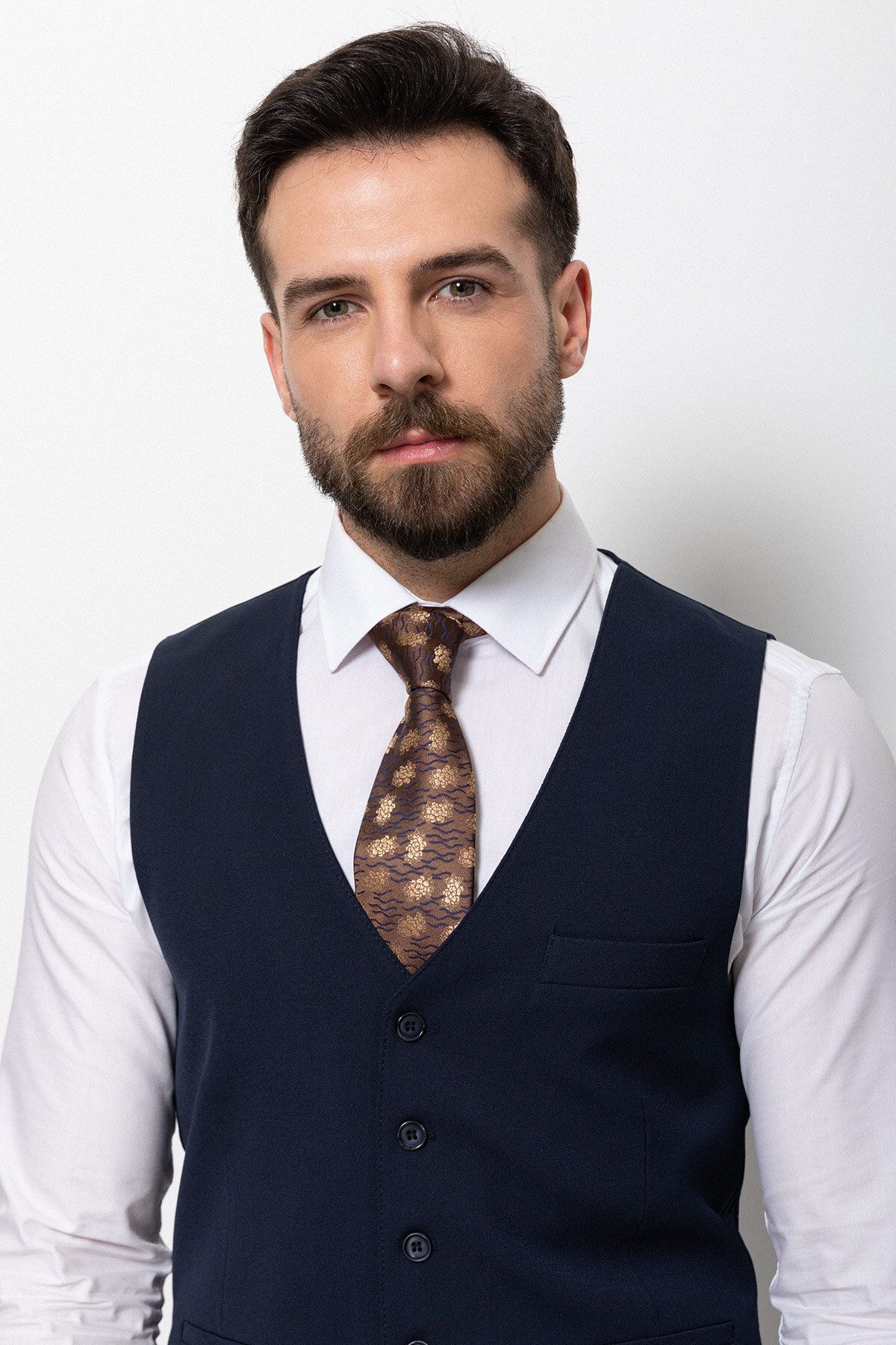 Mcr-Plain Navy Blue Color Slim Fit Classic Men's Vest 2