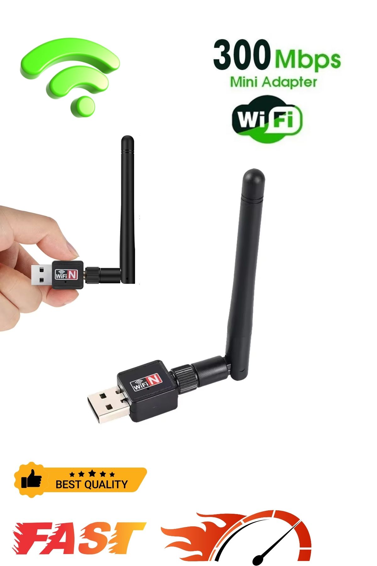 Noriyen Yeni Nesil Tak Çalıştır Usb Wifi Antep Kablosuz İnternet Alıcı Ağ Kartı 300 Mbps Dongle Adaptörü