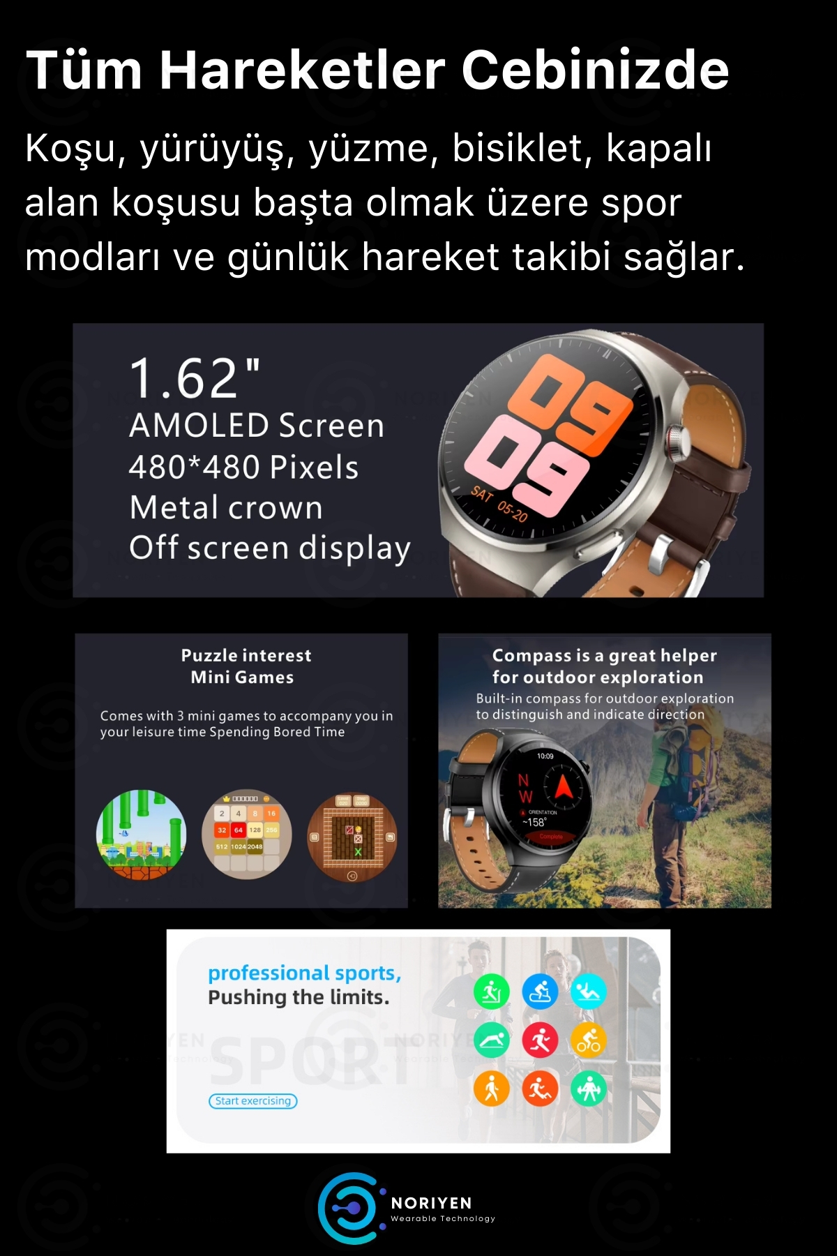 Premium Serisi S20 Max Amoled Büyük HD Ekran Spor ve Sağlık Sensörlü Şık IOS Android Akıllı Saat
