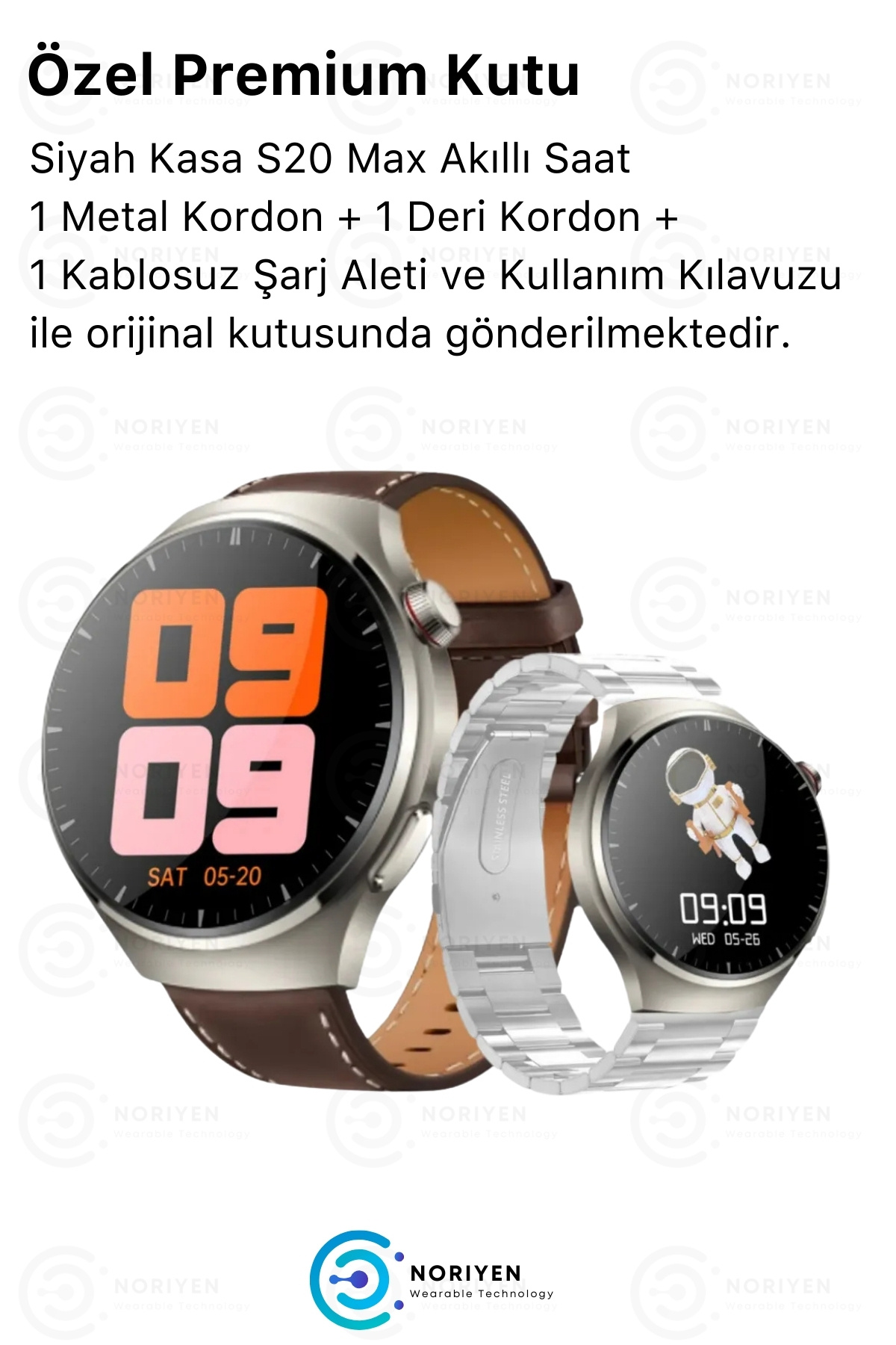 Premium Serisi S20 Max Amoled Büyük HD Ekran Spor ve Sağlık Sensörlü Şık IOS Android Akıllı Saat
