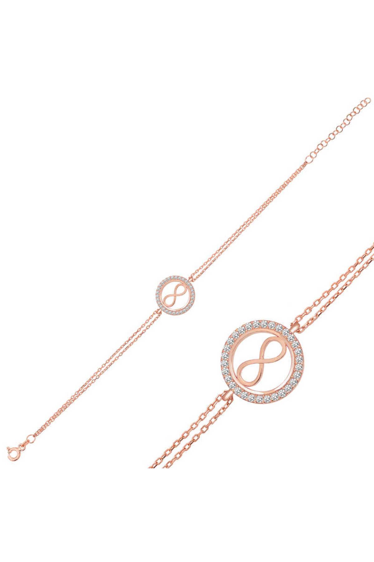 musellife 925 Ayar Gümüş Rose Sonsuzluk Bileklik T5987 (491491)