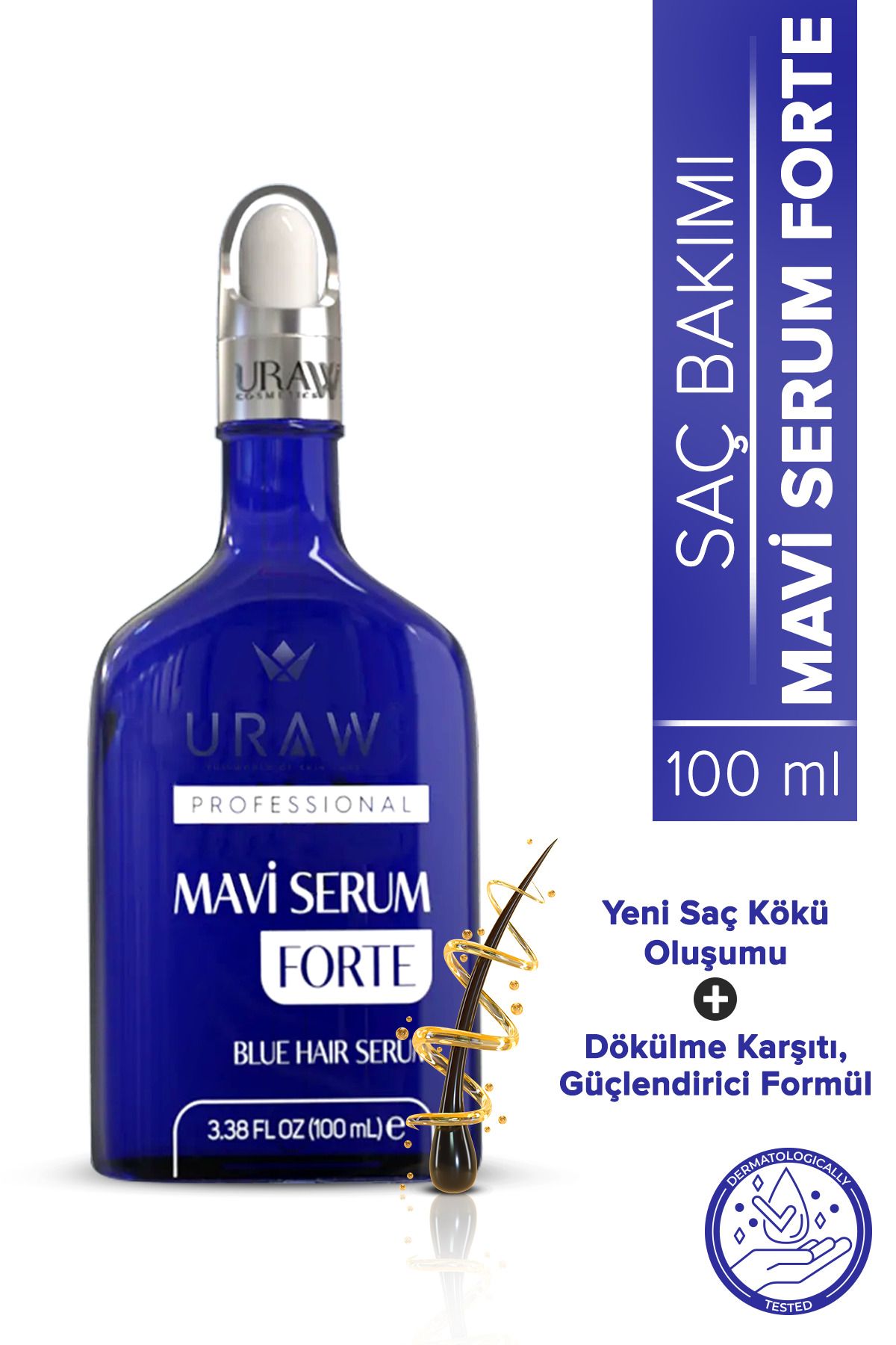 Uraw Mavi Serum Forte ( Yeni Saç Oluşumu Sağlayan Ve Dökülme Karşıtı Saç Bakım Serumu ) ( 100 ml )