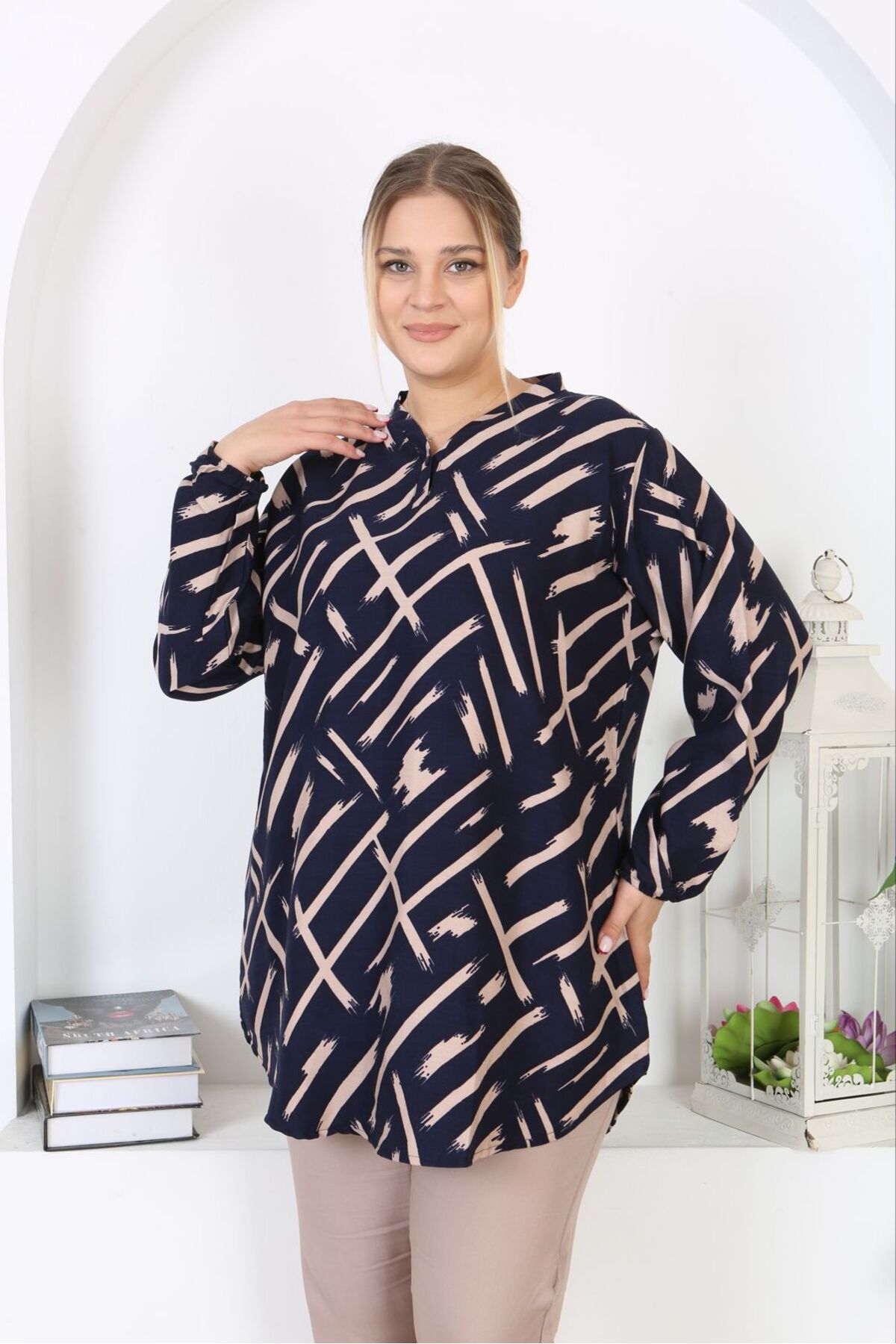 Genel Markalar  Mevsimlik tunik pamuklu yumuşak belmando rahat kumaş dokuma tunik - Görsel 2