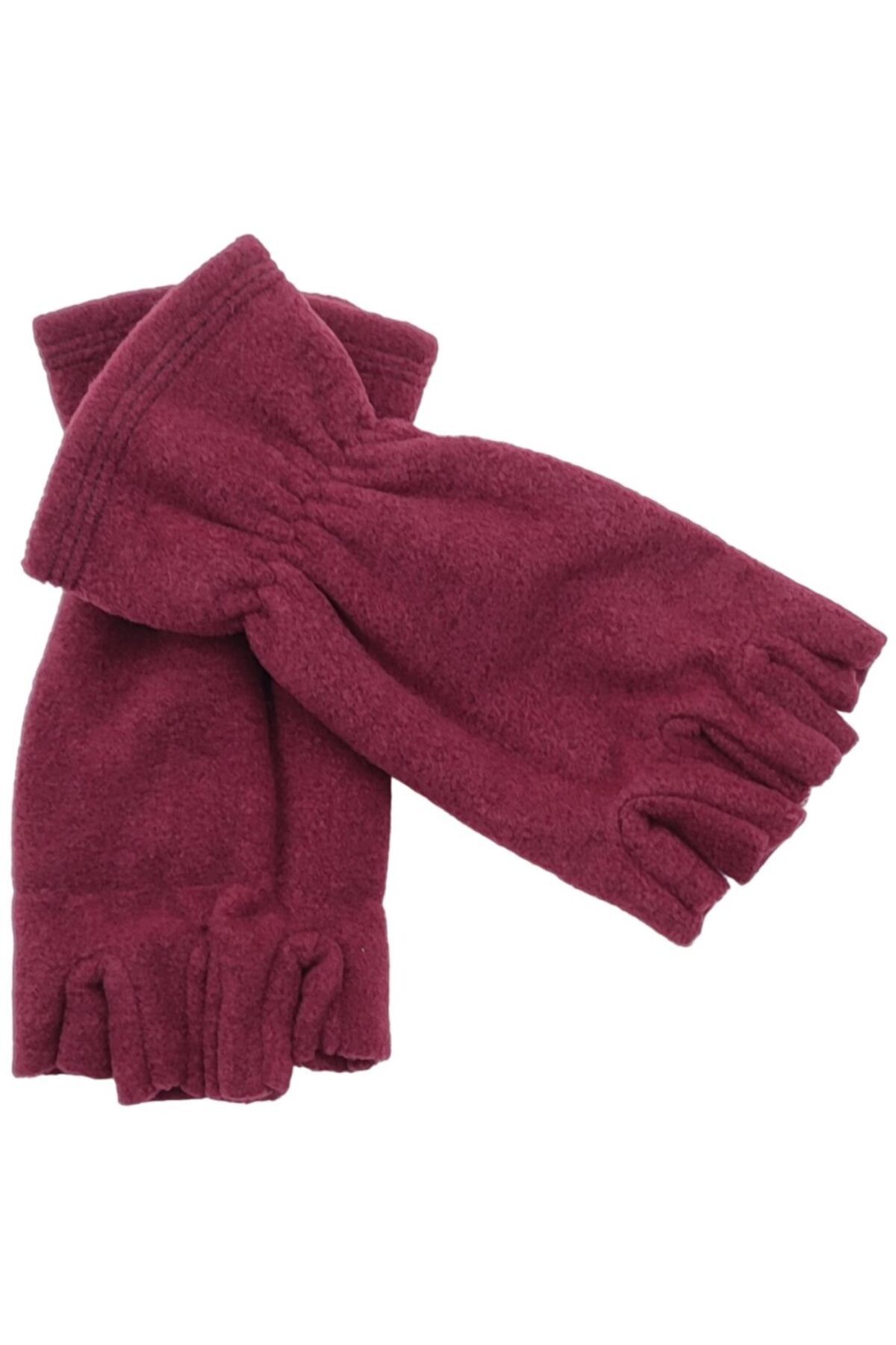 AX SPORTSWEAR Unisex Claret Red Fingerless Cutaway Half Finger Winter Thermal Fleece Gloses