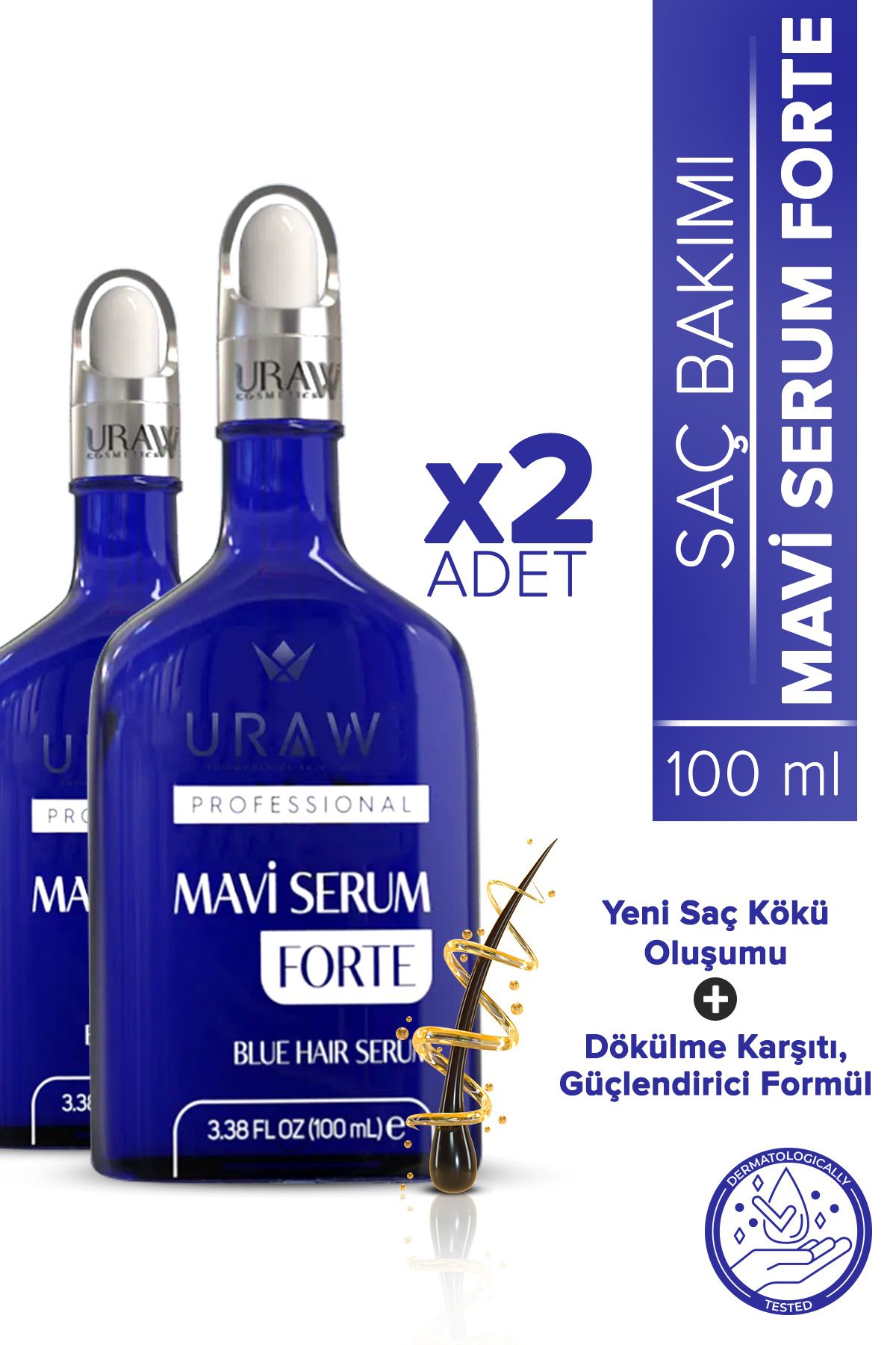 Uraw Mavi Serum Forte 2'li Fırsat Paketi ( Dökülme Karşıtı Ve Saç Folikül Aktivasyonu )-1