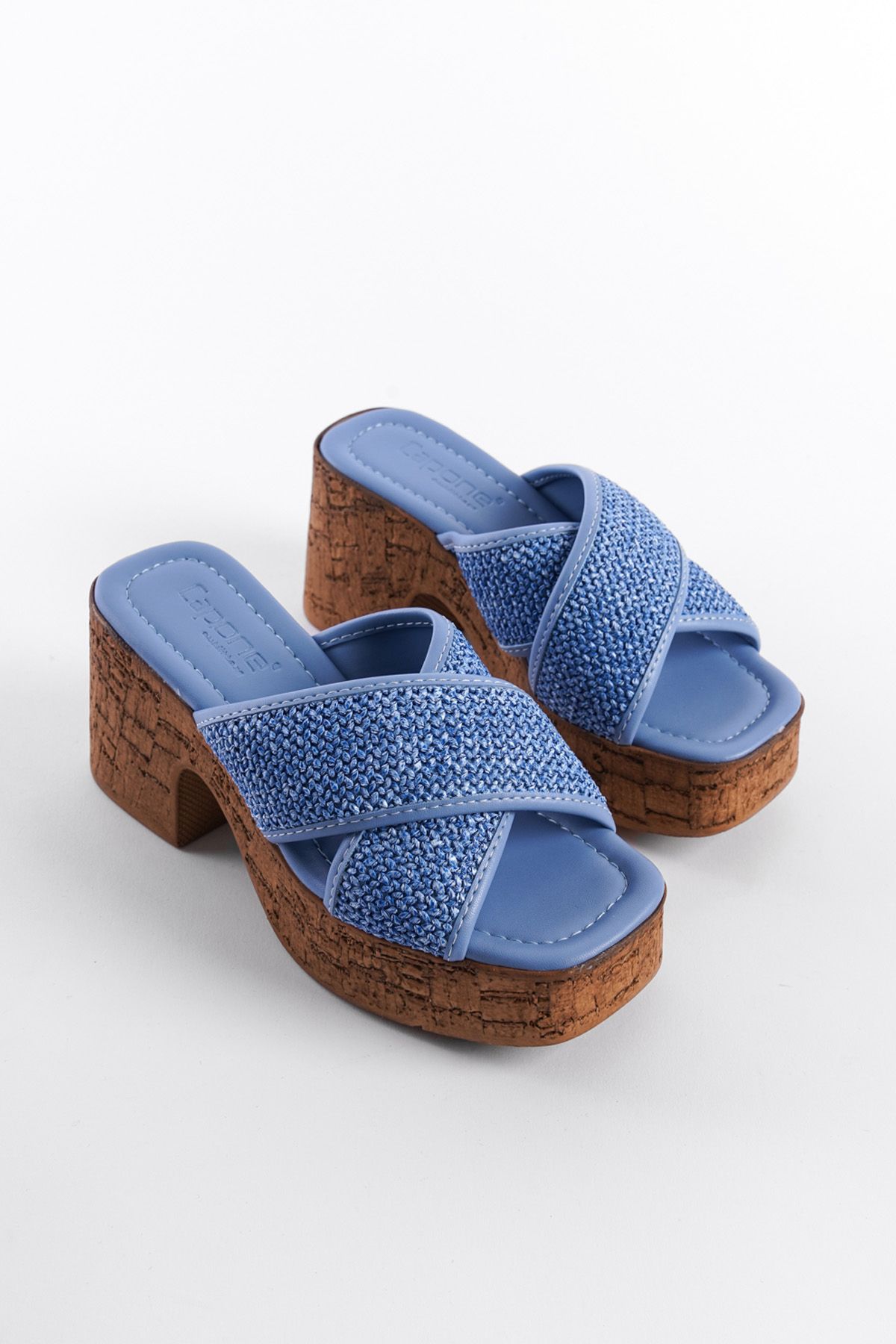 دمپایی سبز زنانه سکوهای قارچ مبتنی بر Wicker Cross Band Dlippers Capone Outfitters