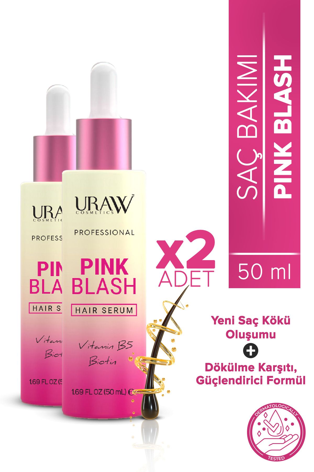 Uraw Pink Blash 2'li Fırsat Paketi ( Dökülme Karşıtı Ve Saç Folikül Aktivasyonu )-1