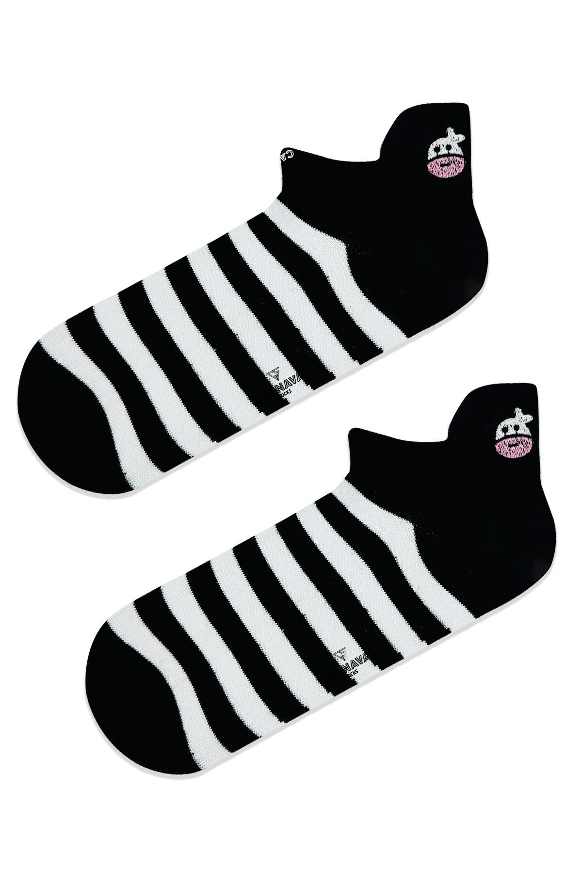 CARNAVAL SOCKS Beyaz Kalın Çember Desenli İnek Nakışlı Patik Spor Çorap