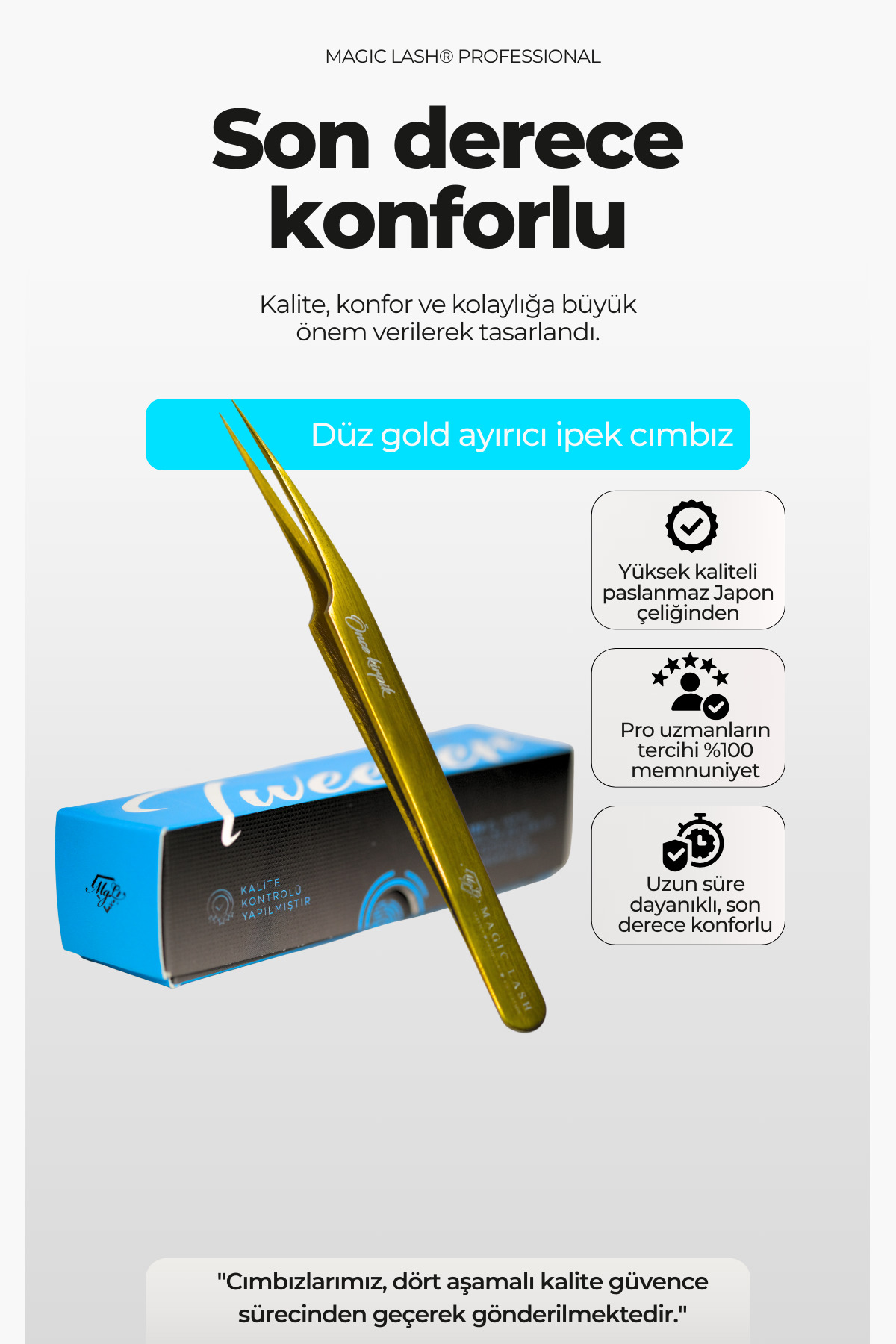 Gold Düz Ayırıcı Profesyonel Premium Ipek Kirpik Cımbızı — golddüz-2021 — تصویر 2 از 6