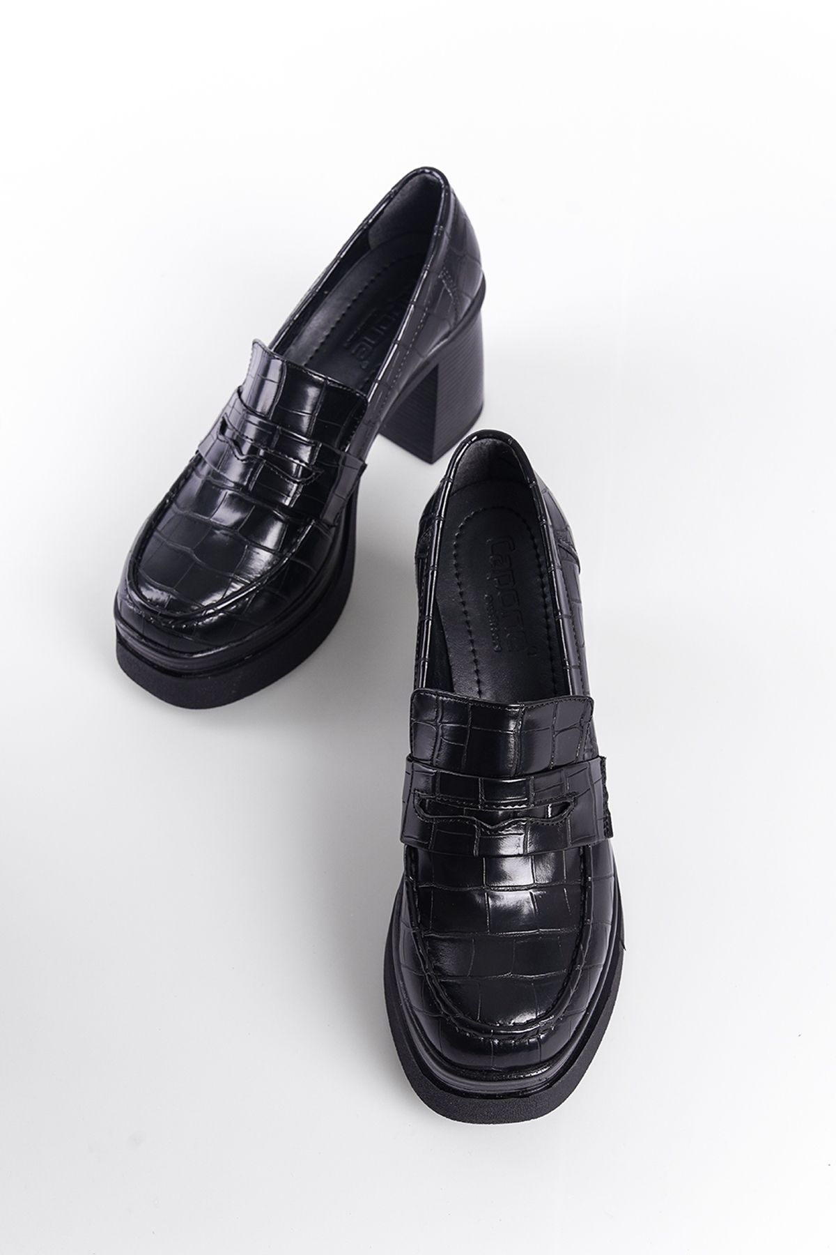 لوفر مشکی زنانه با دماغ گرد پاشنه میانی Capone Outfitters