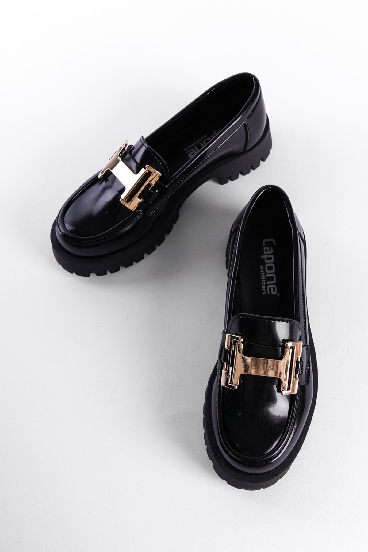 لوفر مشکی زنانه Trak based Metal H Backle Loafer Capone Outfitters
