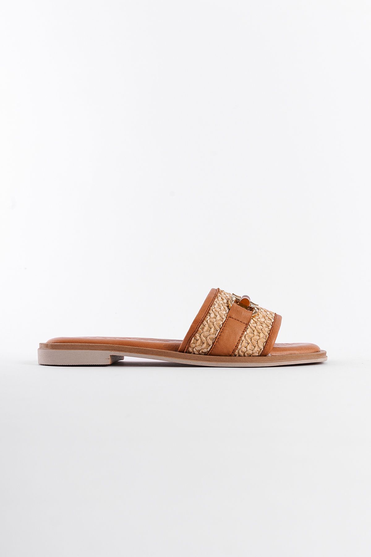 دمپایی چند رنگ زنانه حصیری واقعی چرمی تلیپ Capone Outfitters
