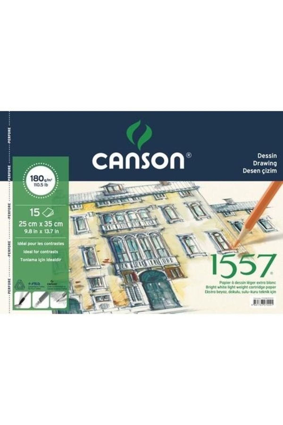 Canson 1557 Dessin Resim Ve Çizim Defteri 180 Gr. 25x35 Cm. 15 Sayfa