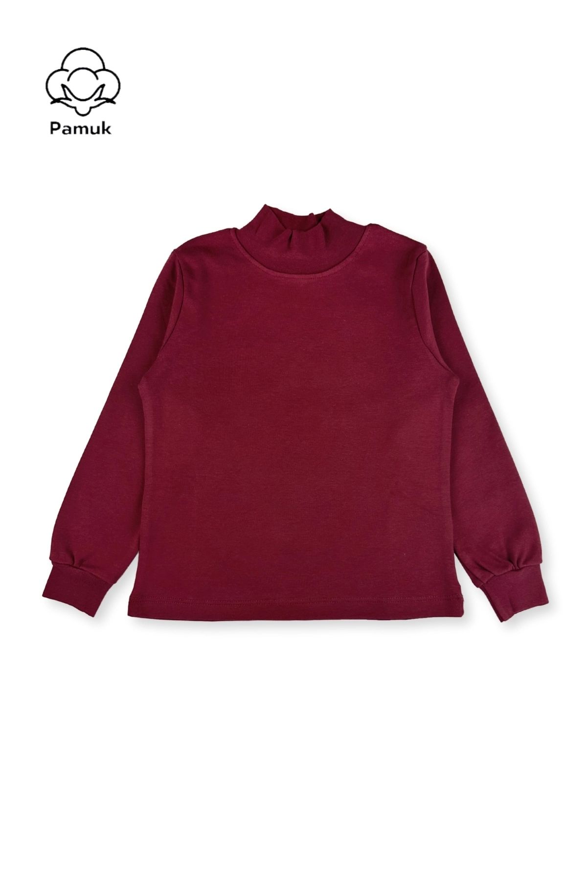 difa kids-Girls Boys Unisex Children's Burgundy Color Seasonal Winter Half Throat Long Sleeve Badi 1